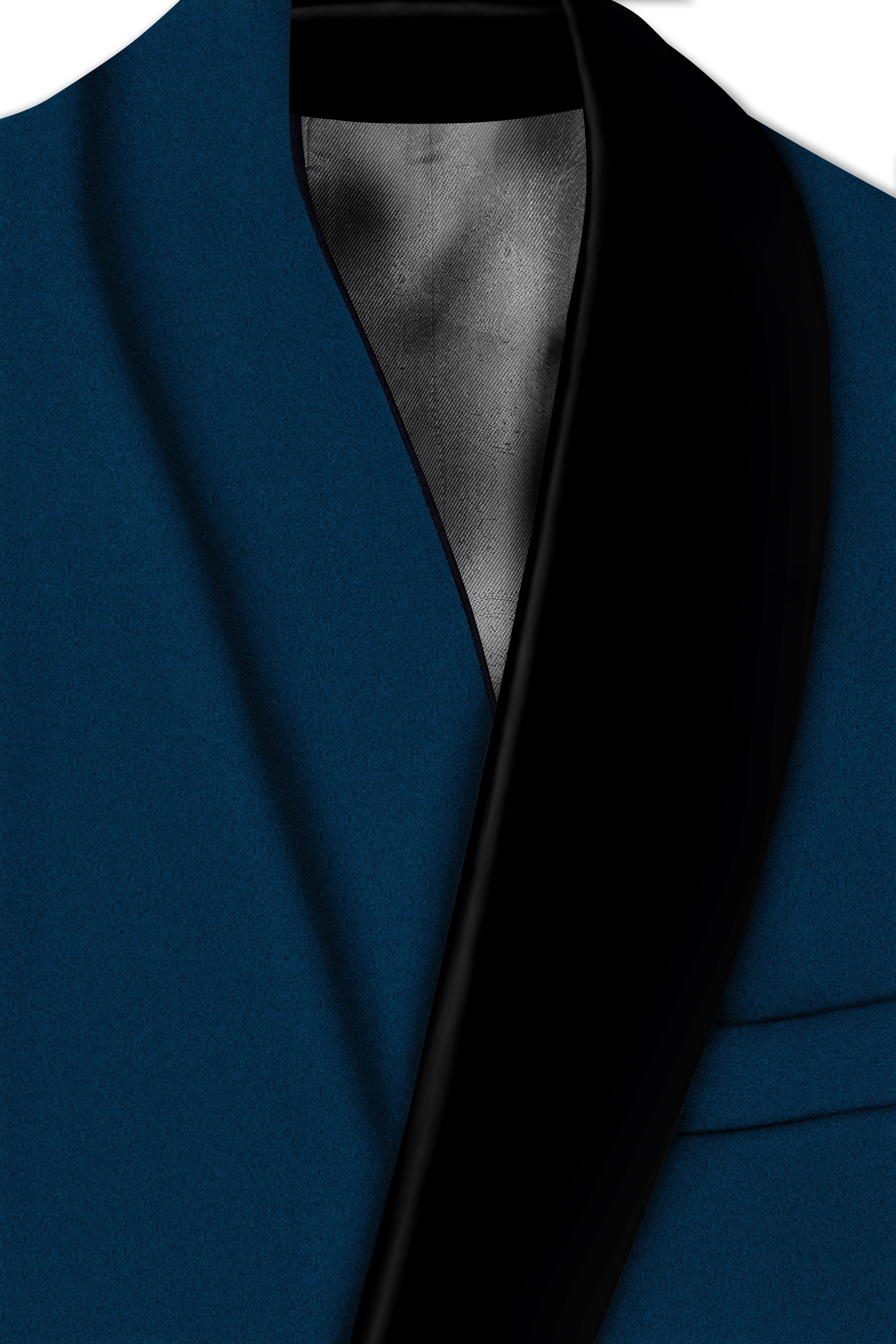 Aureblu-Korean Prussian Blue 4-Way Stretch Wool Rich Tuxedo Blazer