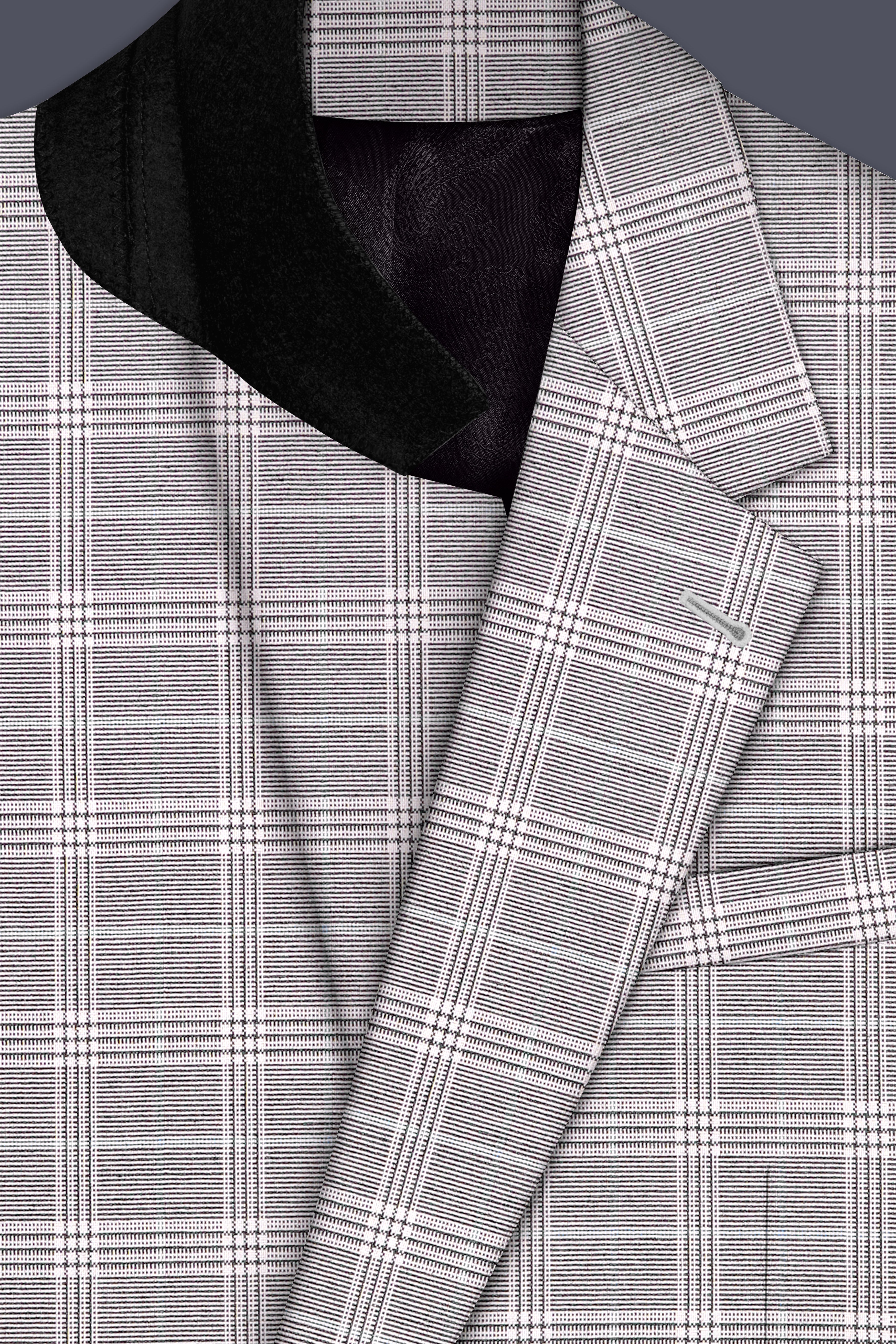 Noblero-Nobel Gray Plaid Wool Rich Single Breasted Blazer