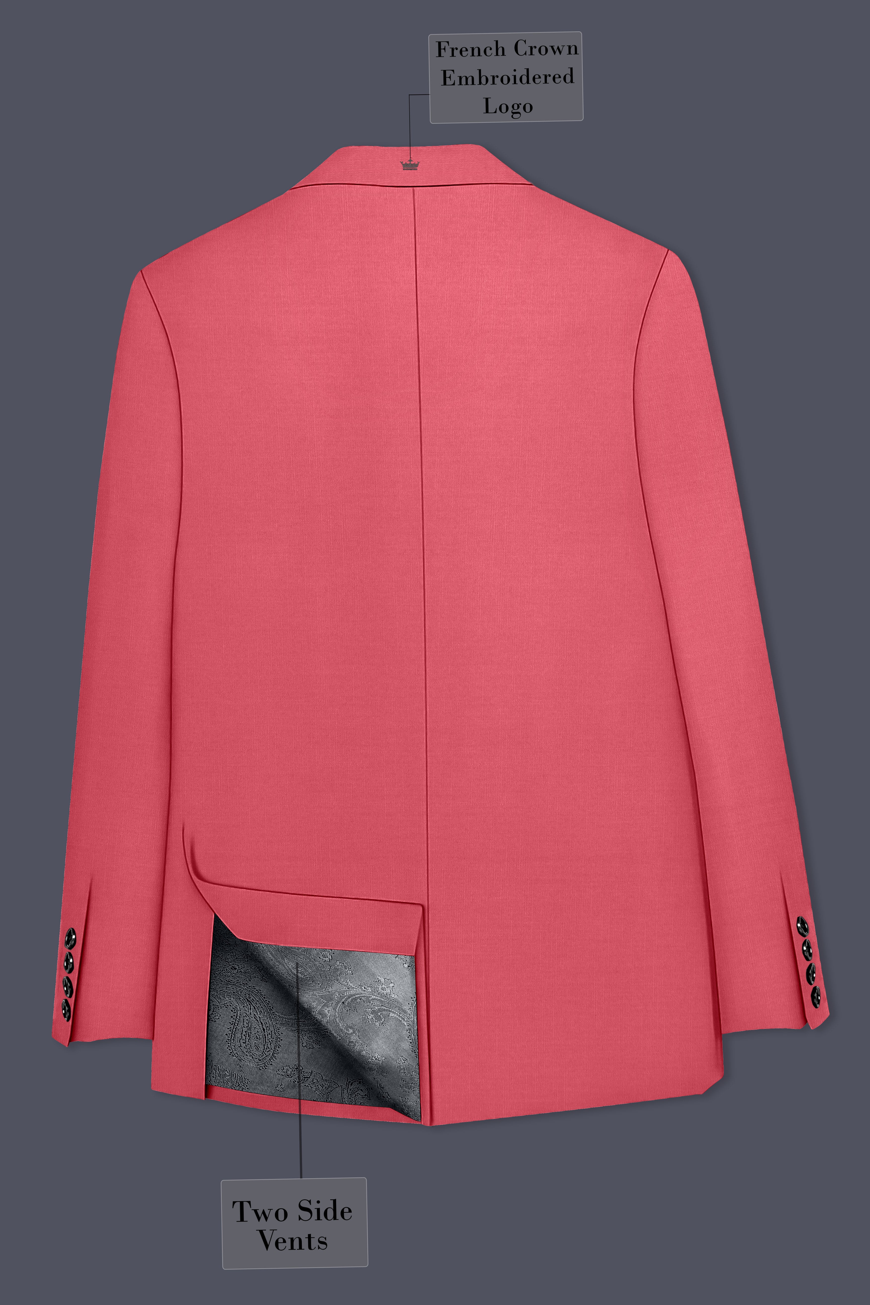 Aurerosa-Roman Pink Wool Rich Single Breasted Slight Stretch Blazer