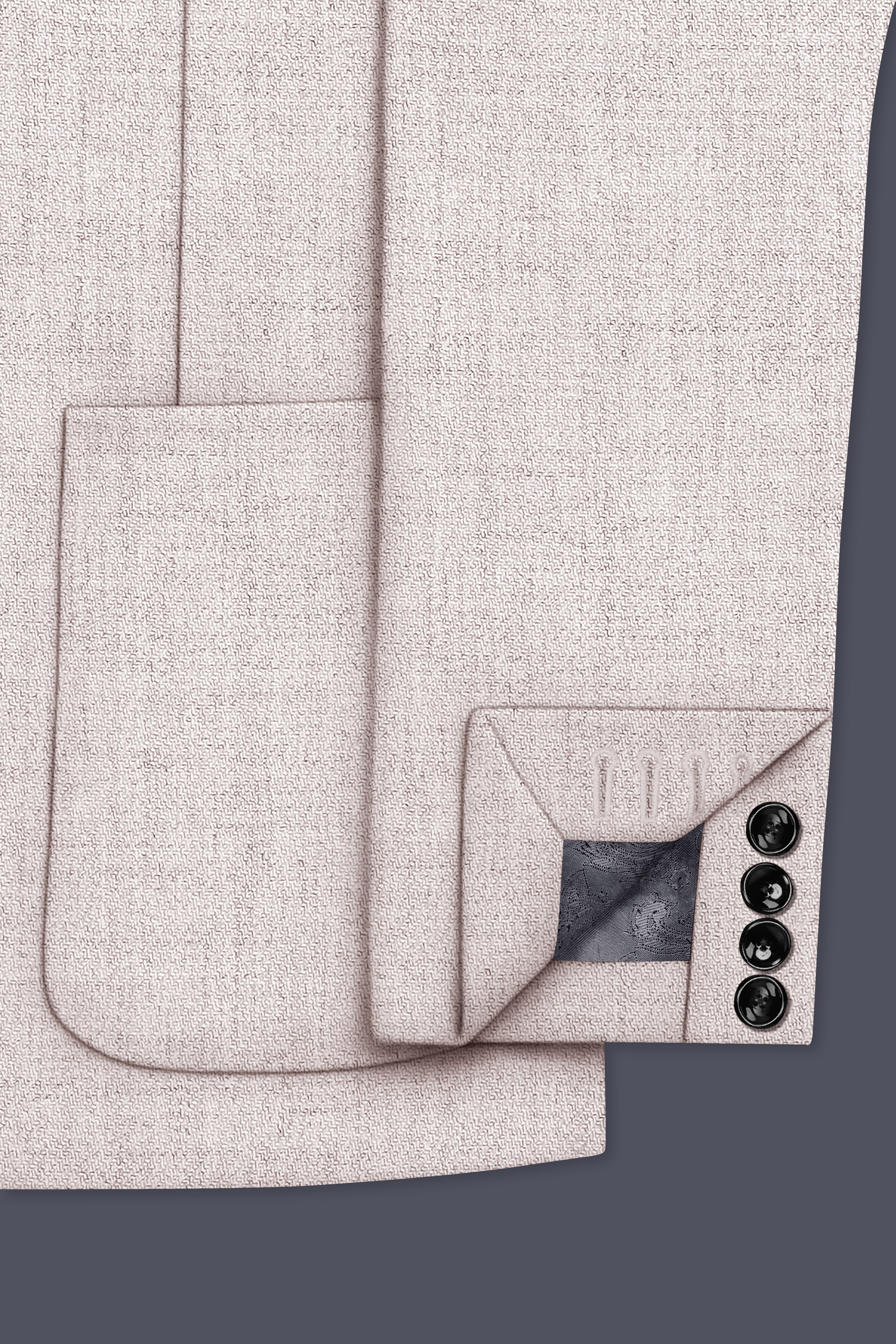 Ivorytail-Timberwolf Cream Textured Tweed Single Breasted Sports Blazer