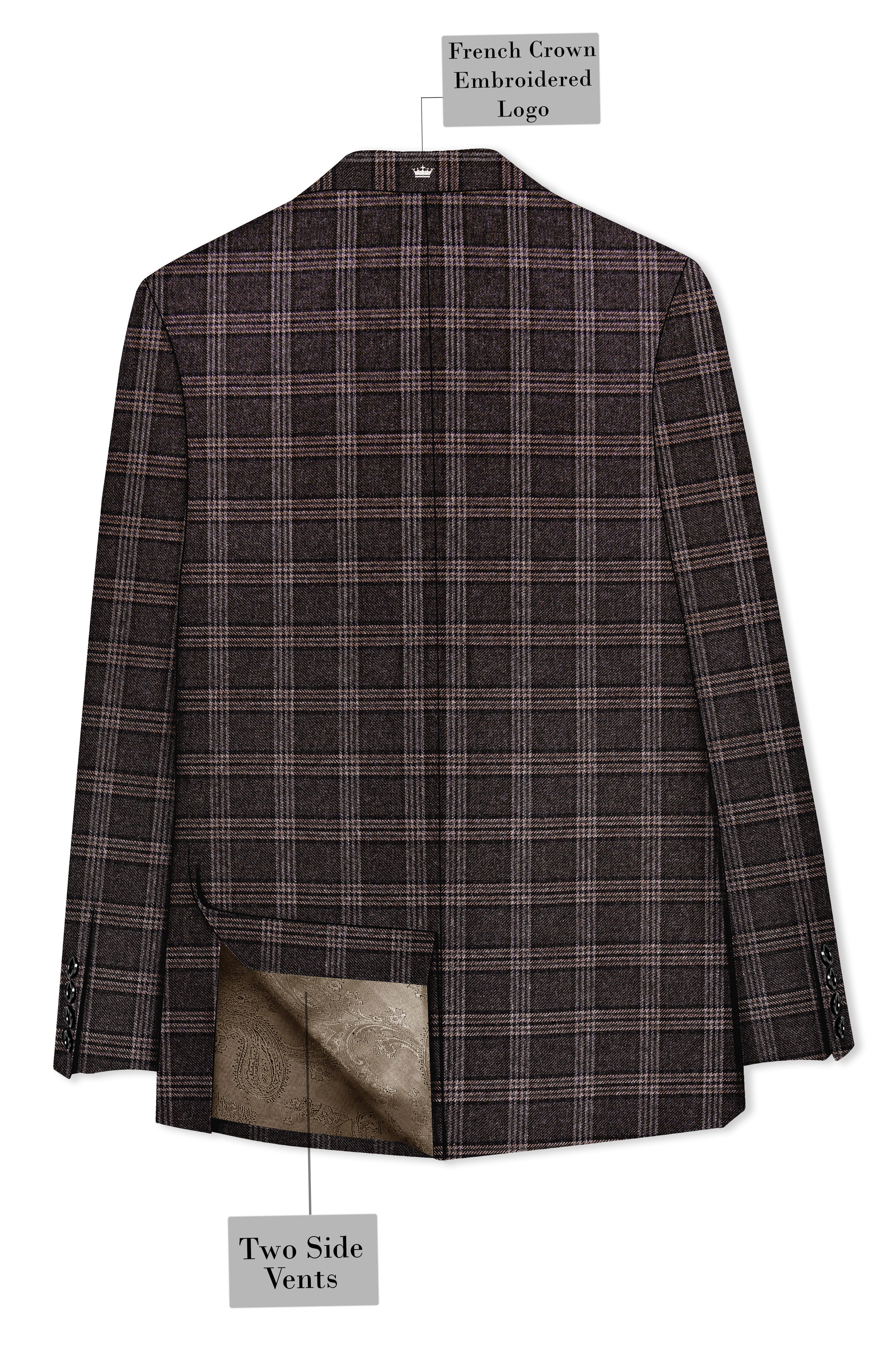 Eclenzo-Eclipse Brown Plaid Tweed Single Breasted Sports Blazer