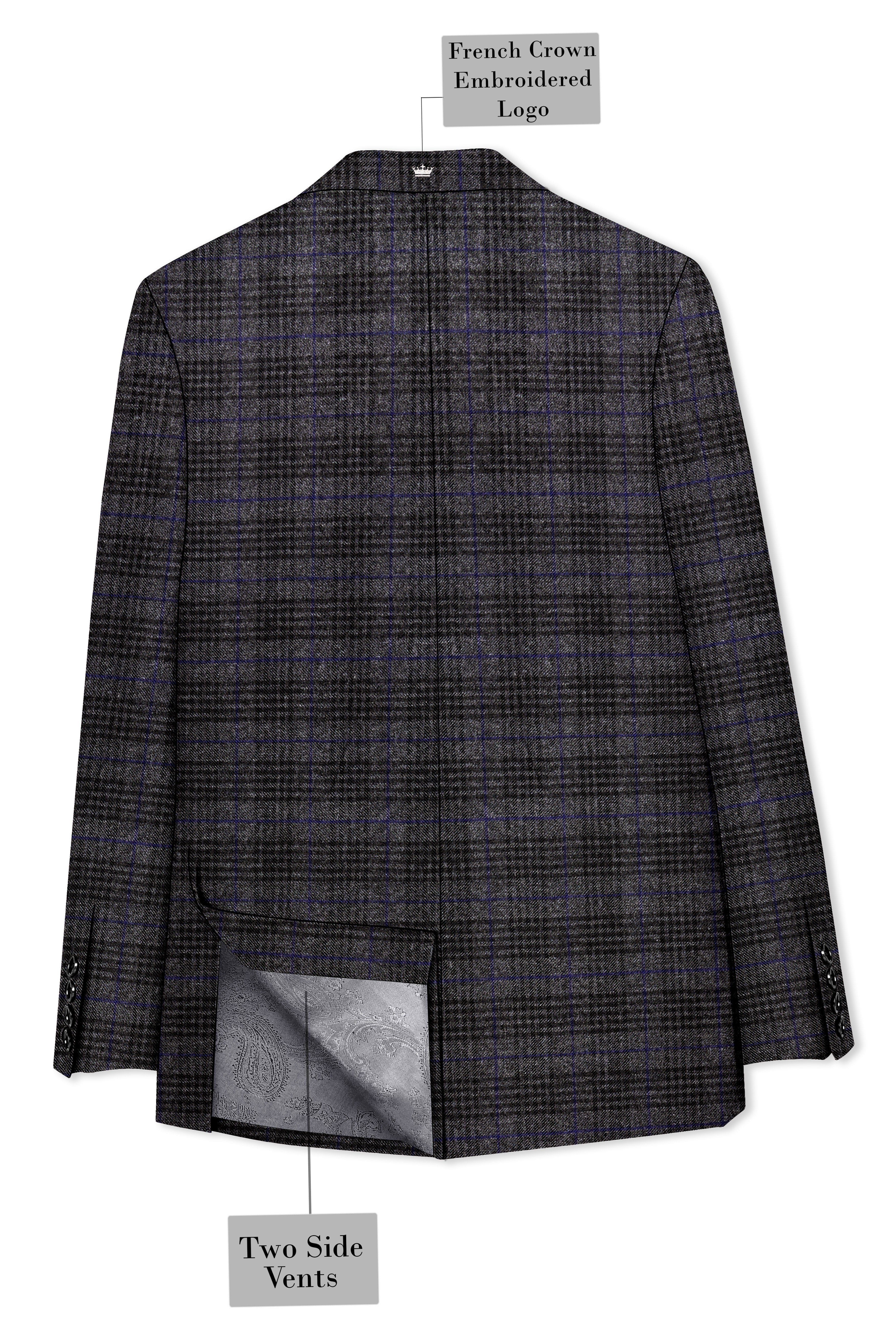 Cinerro-Shark Gray Plaid Tweed Single Breasted Sports Blazer
