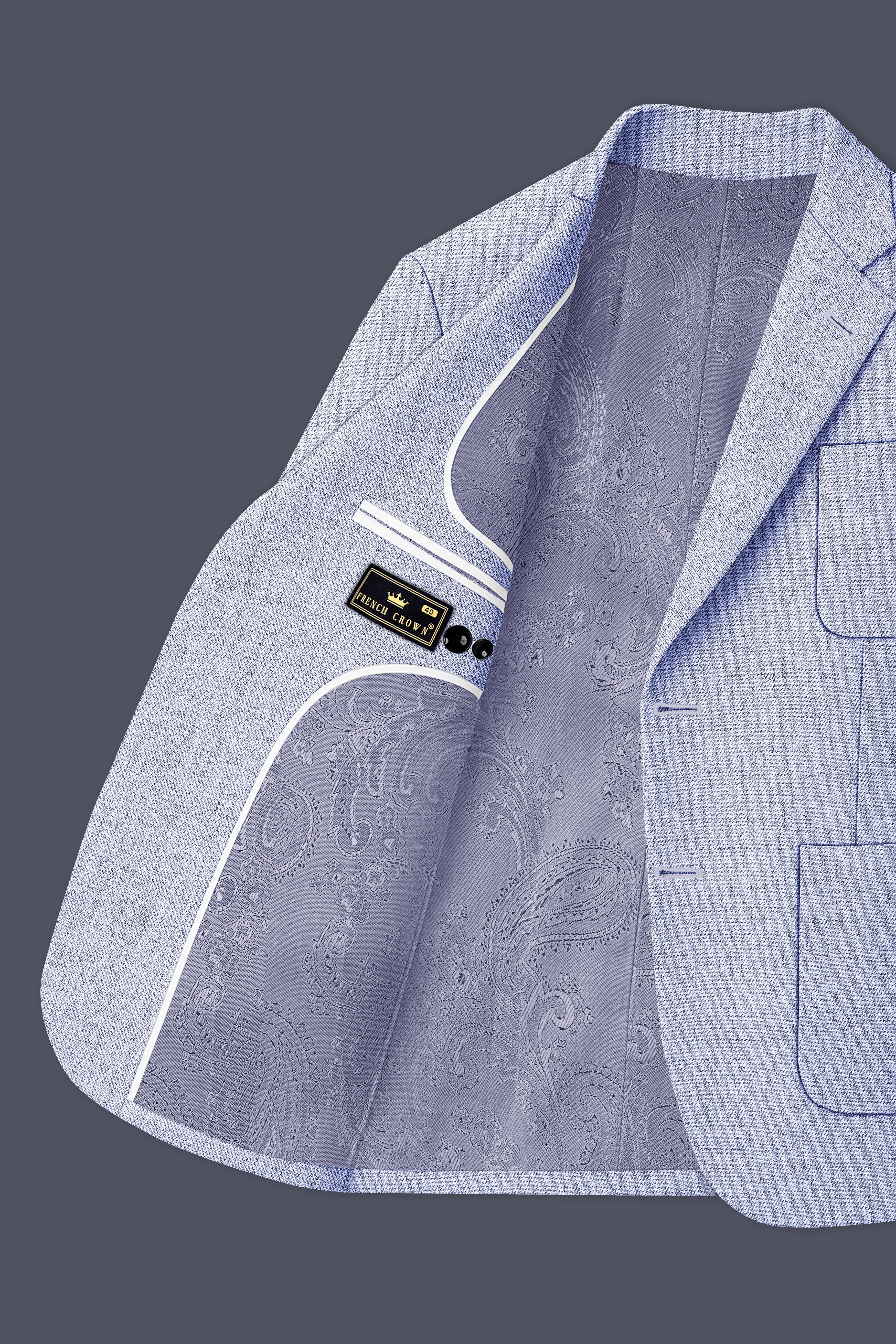 Celestia-Frosted Lilac Blue Textured Tweed Single Breasted Sports Blazer