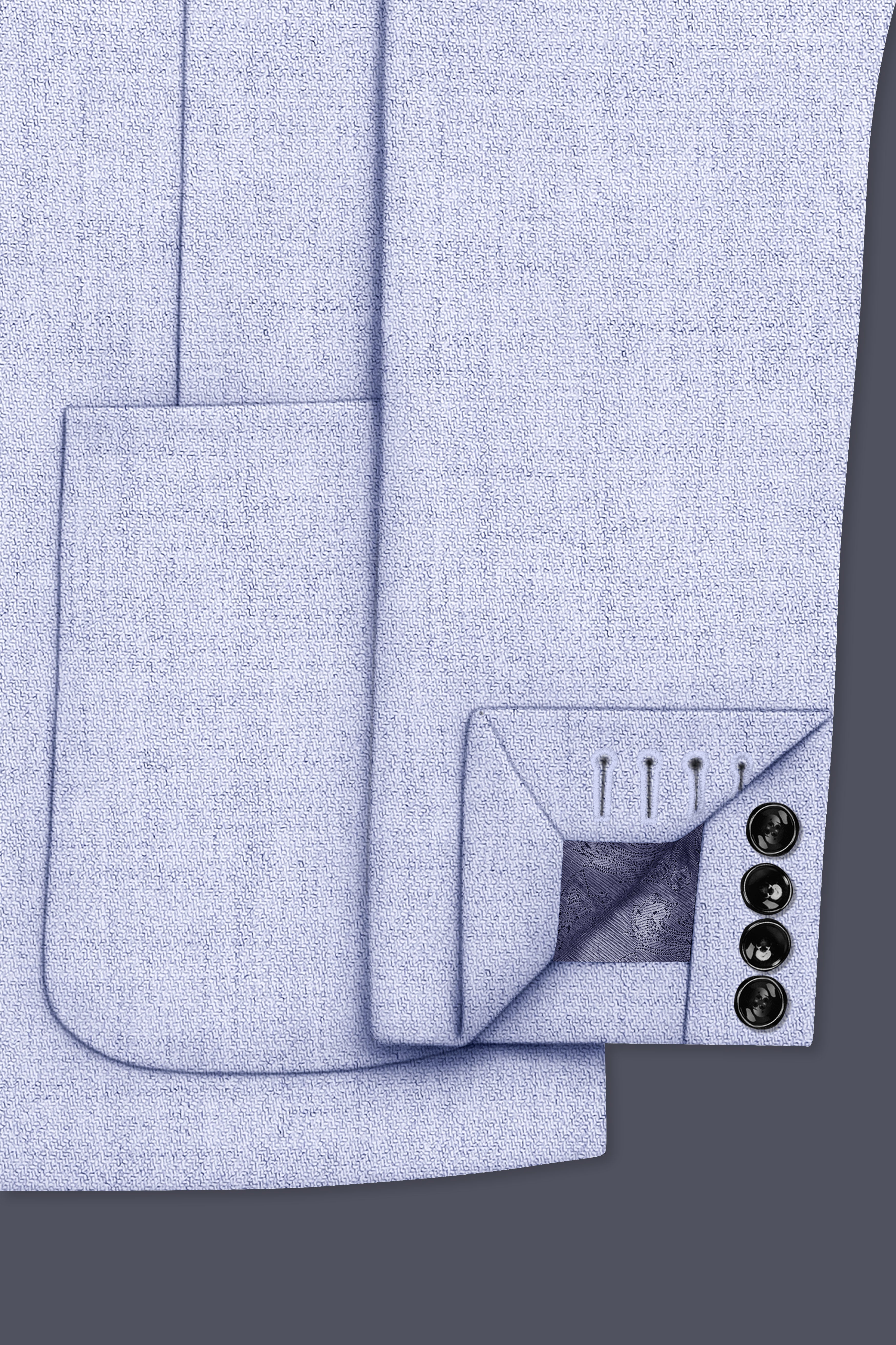 Celestia-Frosted Lilac Blue Textured Tweed Single Breasted Sports Blazer