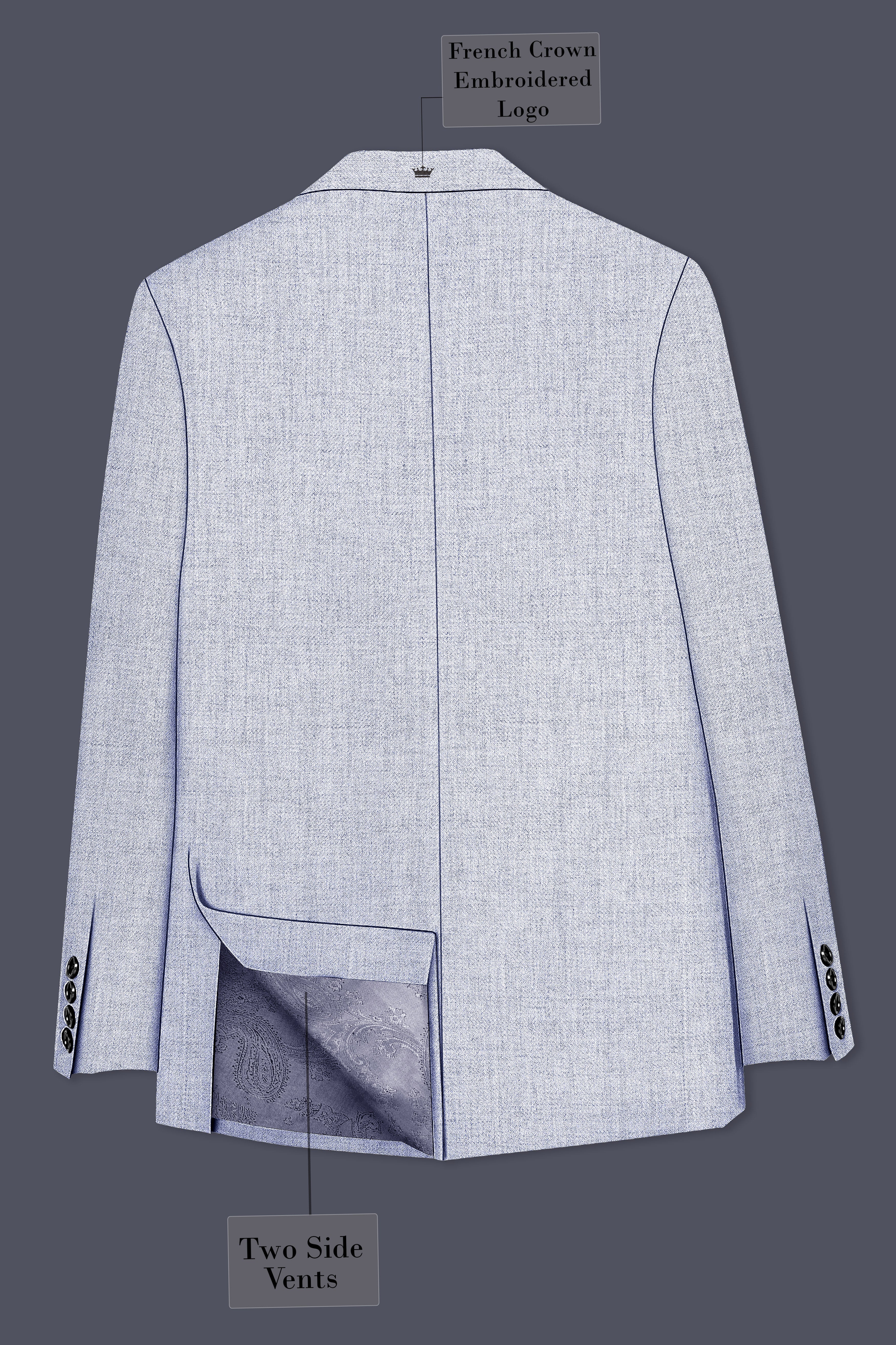 Celestia-Frosted Lilac Blue Textured Tweed Single Breasted Sports Blazer