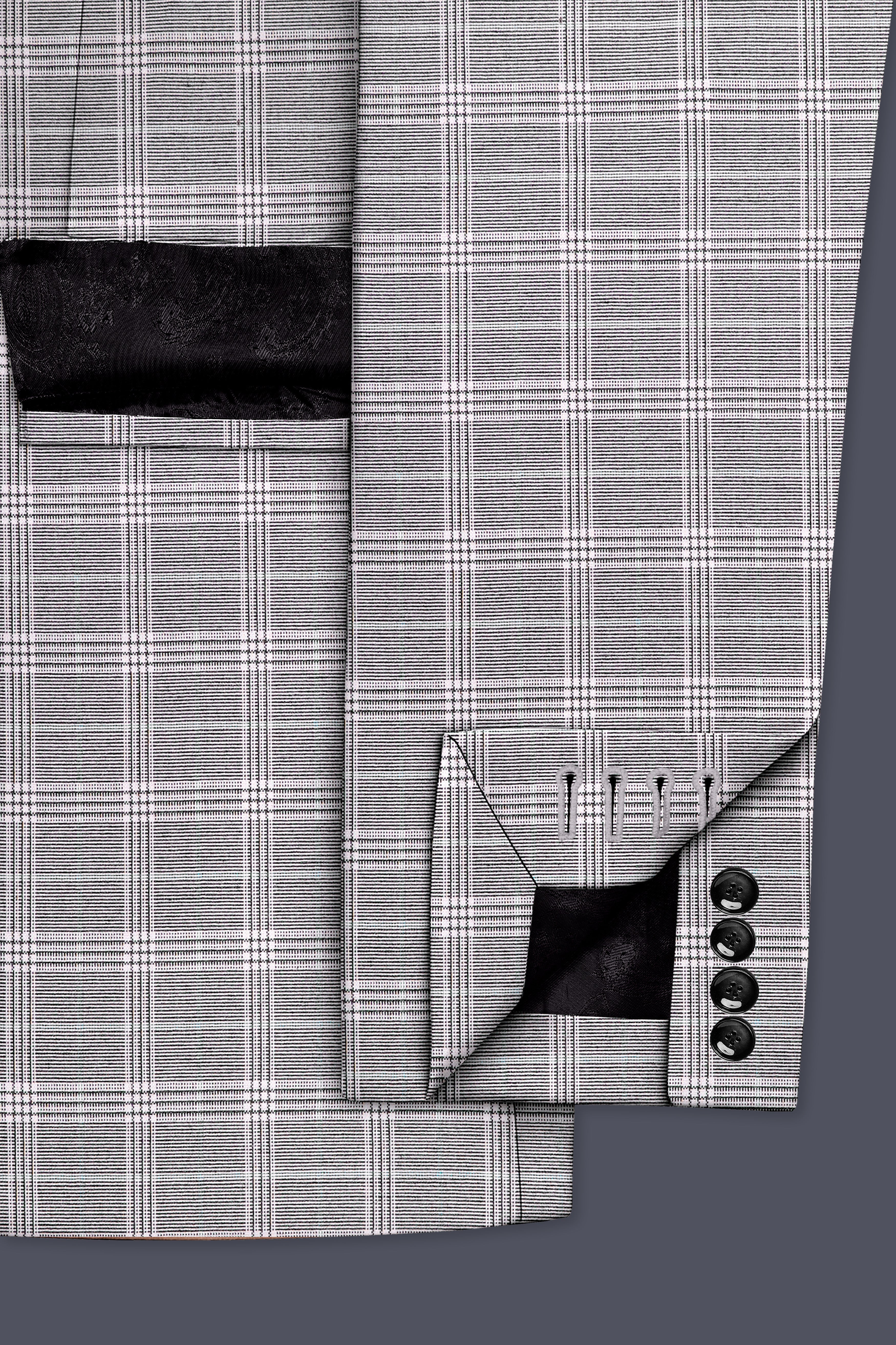 Cinerro-Venus Gray Plaid Wool Rich Single Breasted Blazer