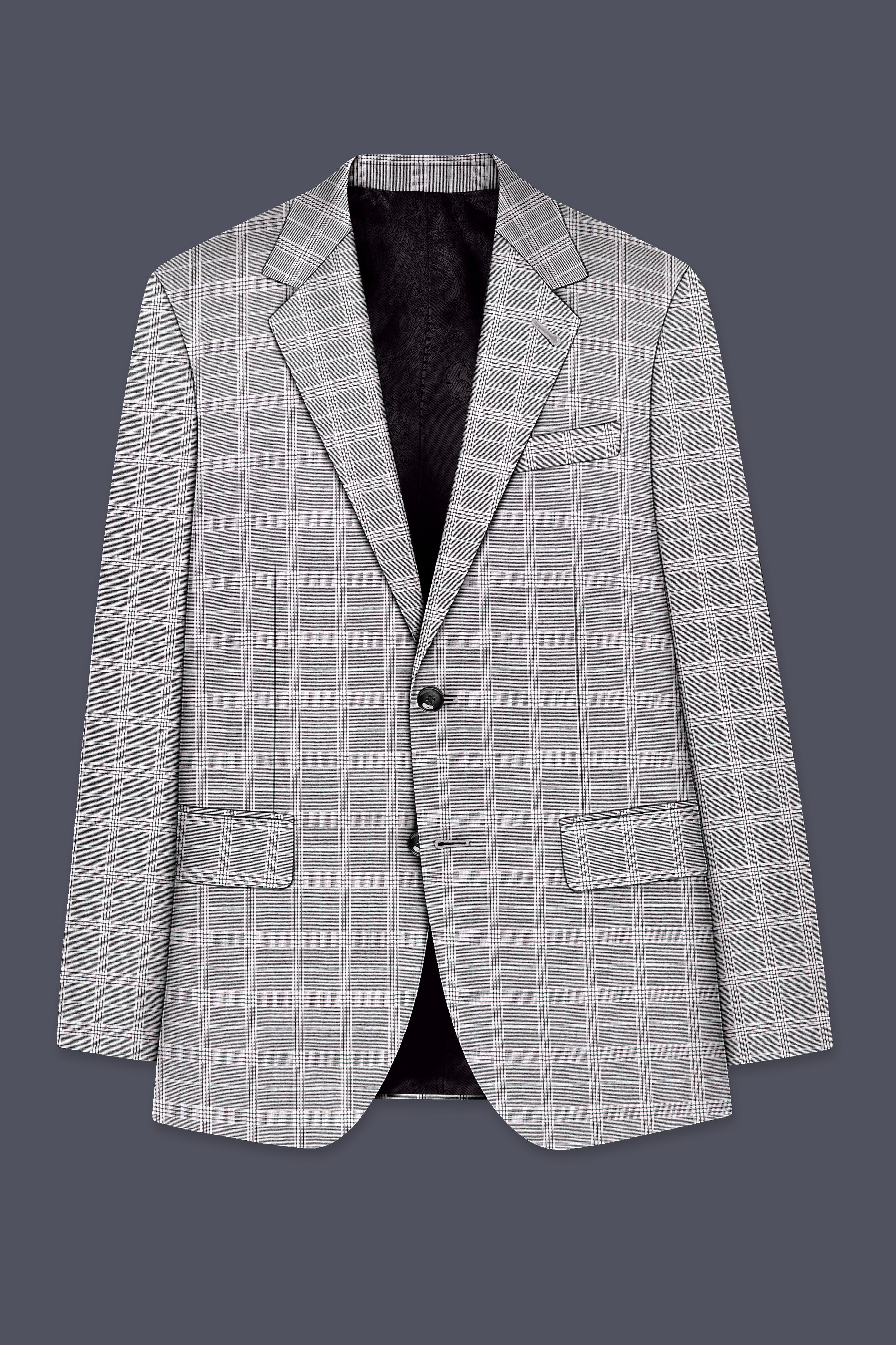 Cinerro-Venus Gray Plaid Wool Rich Single Breasted Blazer