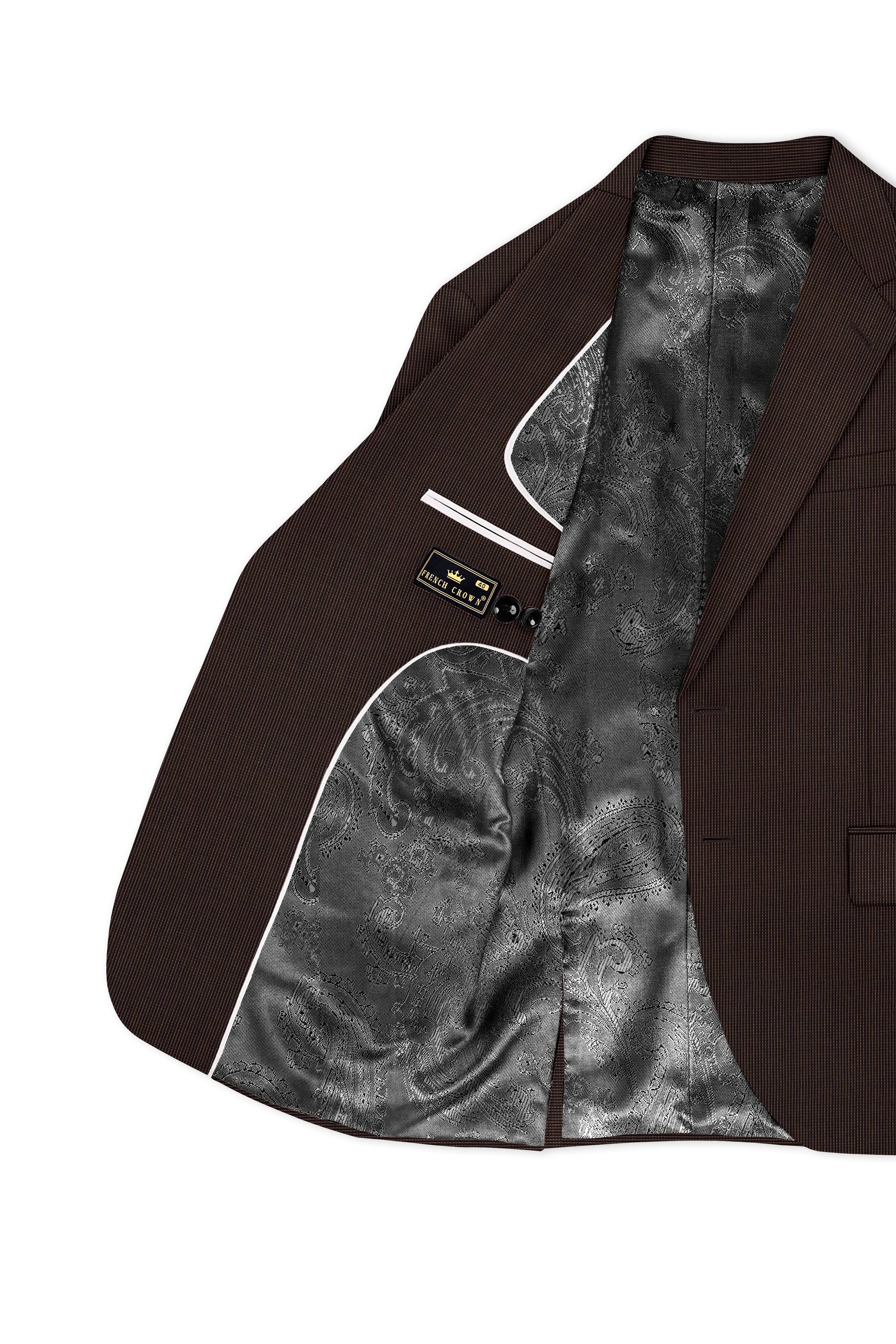 Brunvoro-Acadia Brown Textured Wool Rich Single Breasted Blazer