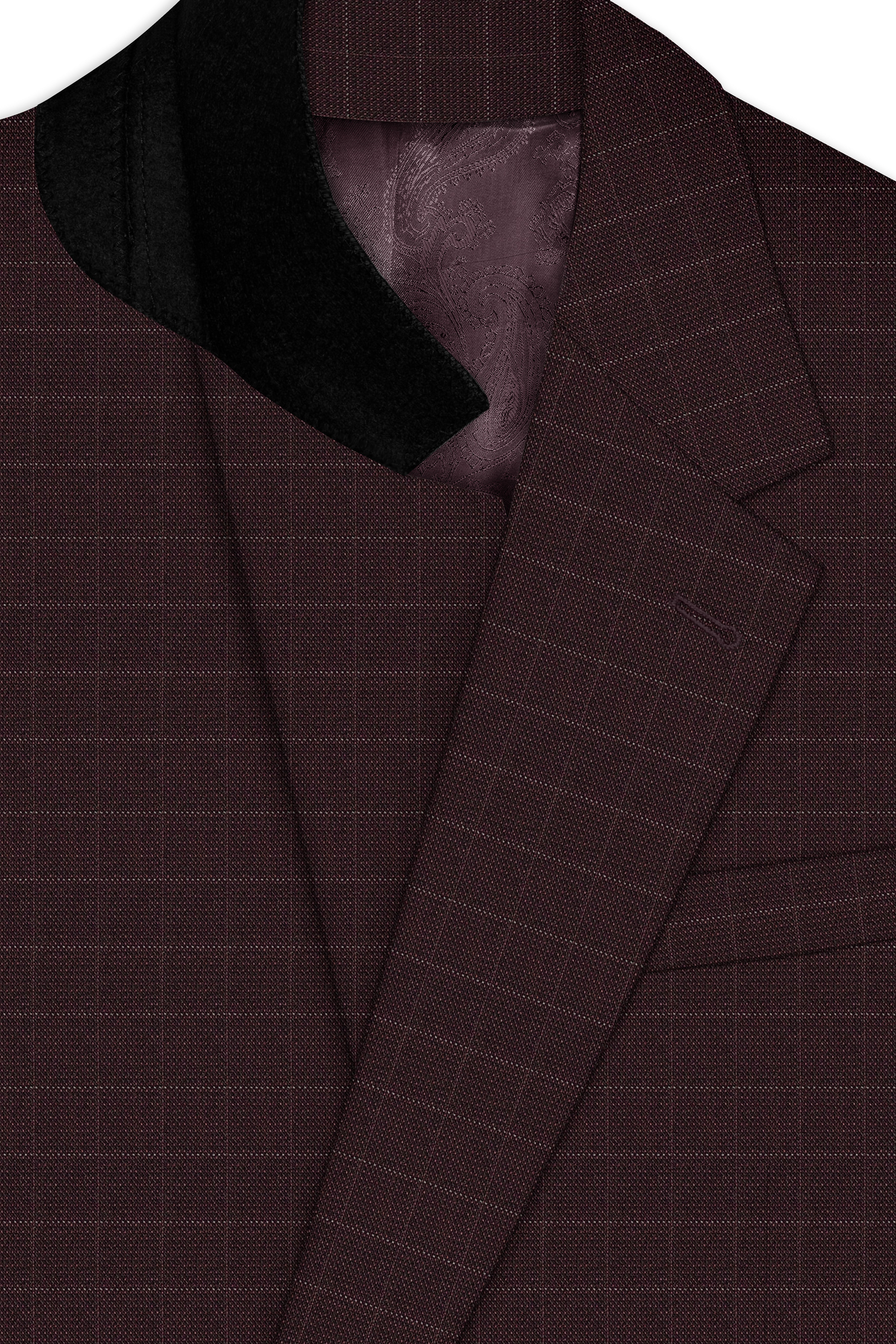 Aurethund-Thunder Brown Plaid Wool Rich Single Brested Blazer