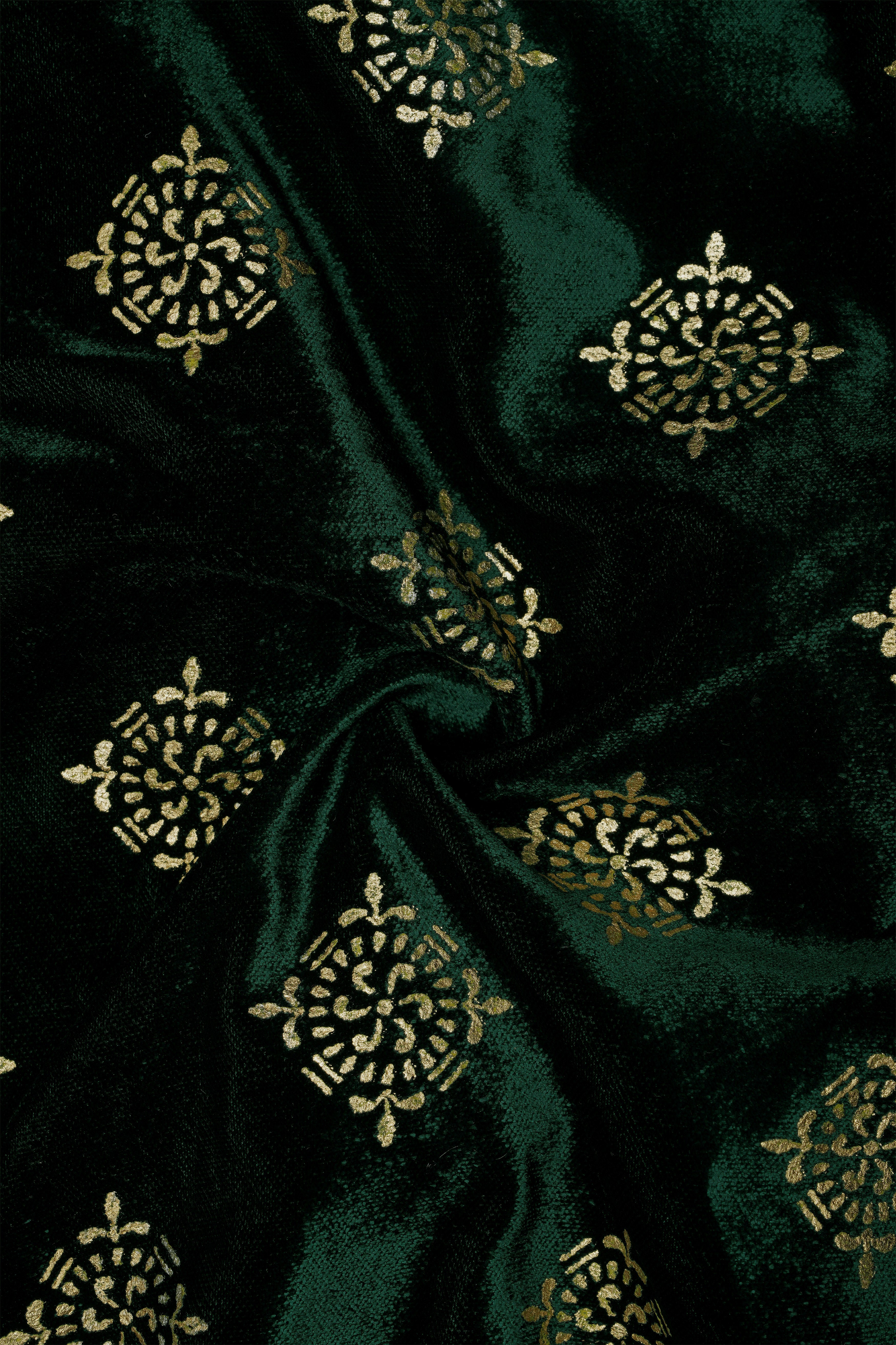 Verdoro-Gordons Green Textured Velvet Cross Placket Bandhgala Blazer