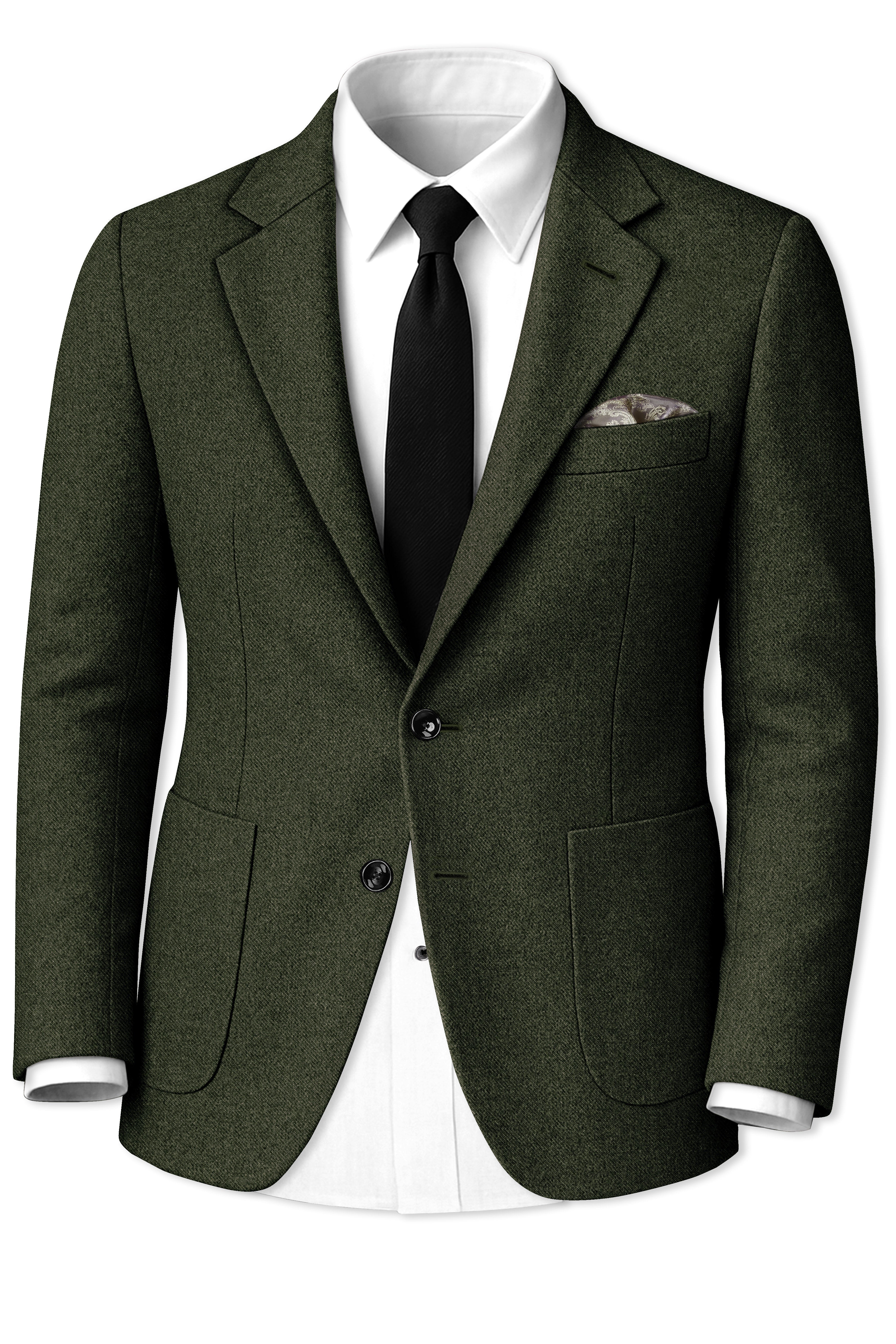 Olvoro-Rifle Green Textured Tweed Single Breasted Sports Blazer