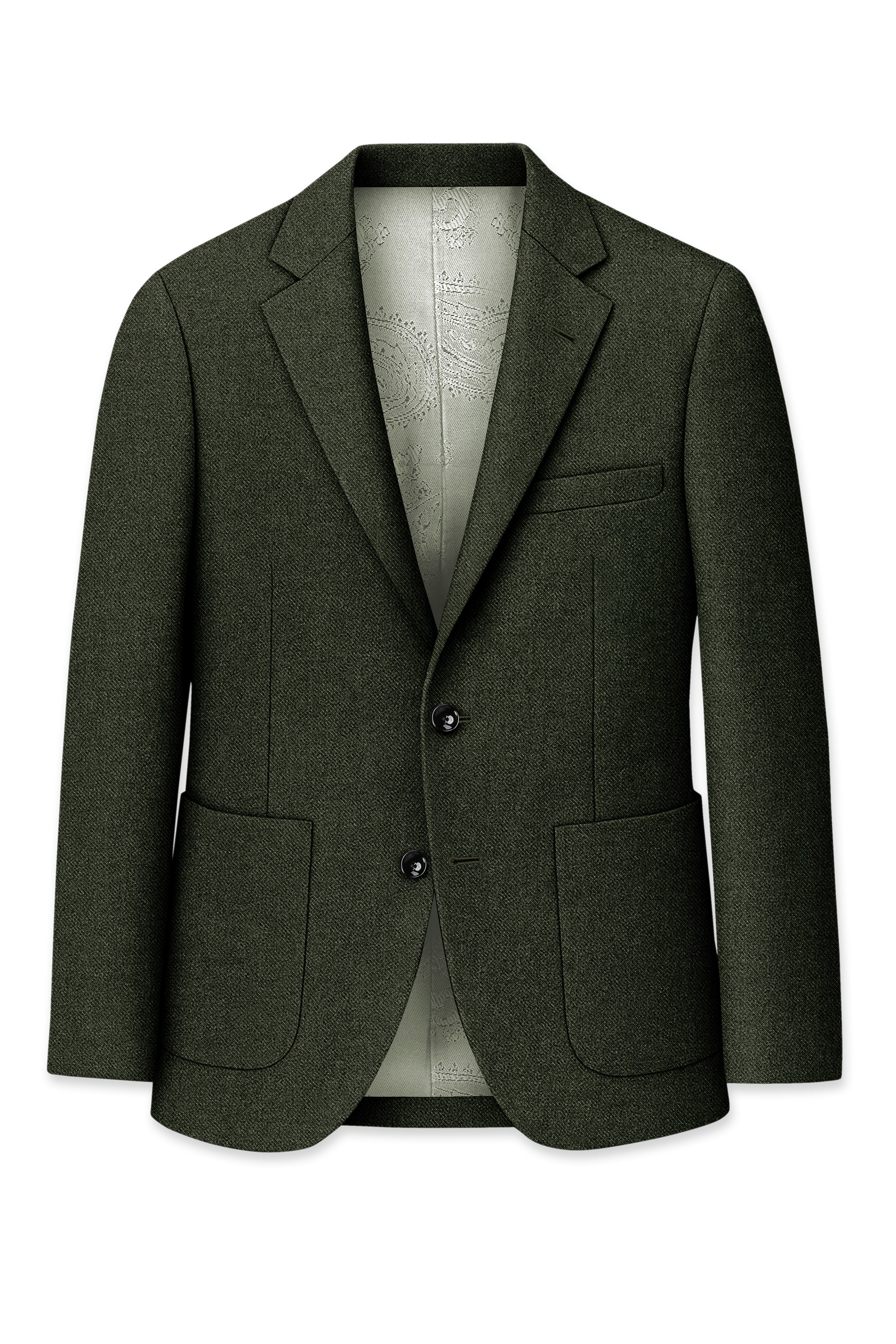 Olvoro-Rifle Green Textured Tweed Single Breasted Sports Blazer