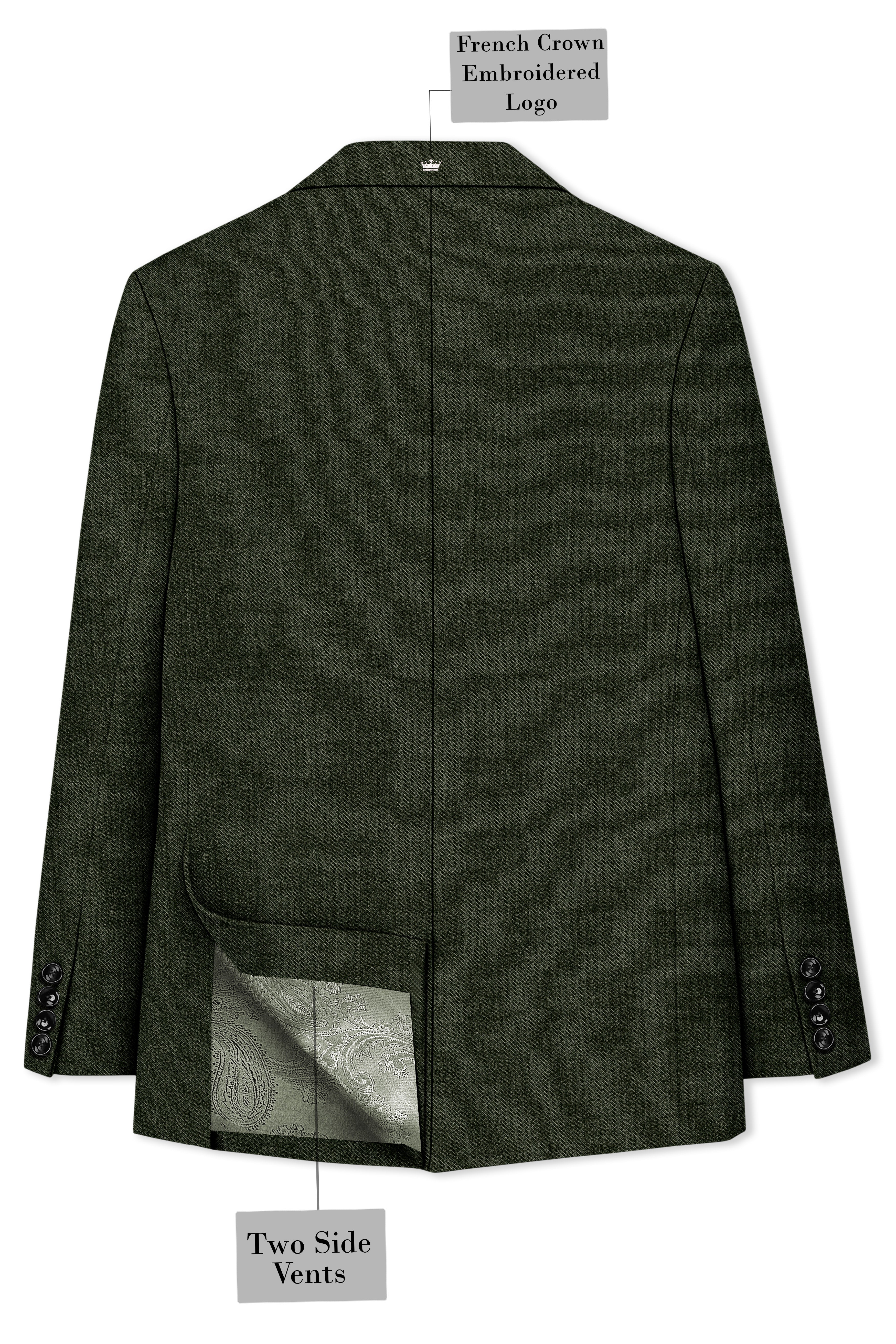 Olvoro-Rifle Green Textured Tweed Single Breasted Sports Blazer