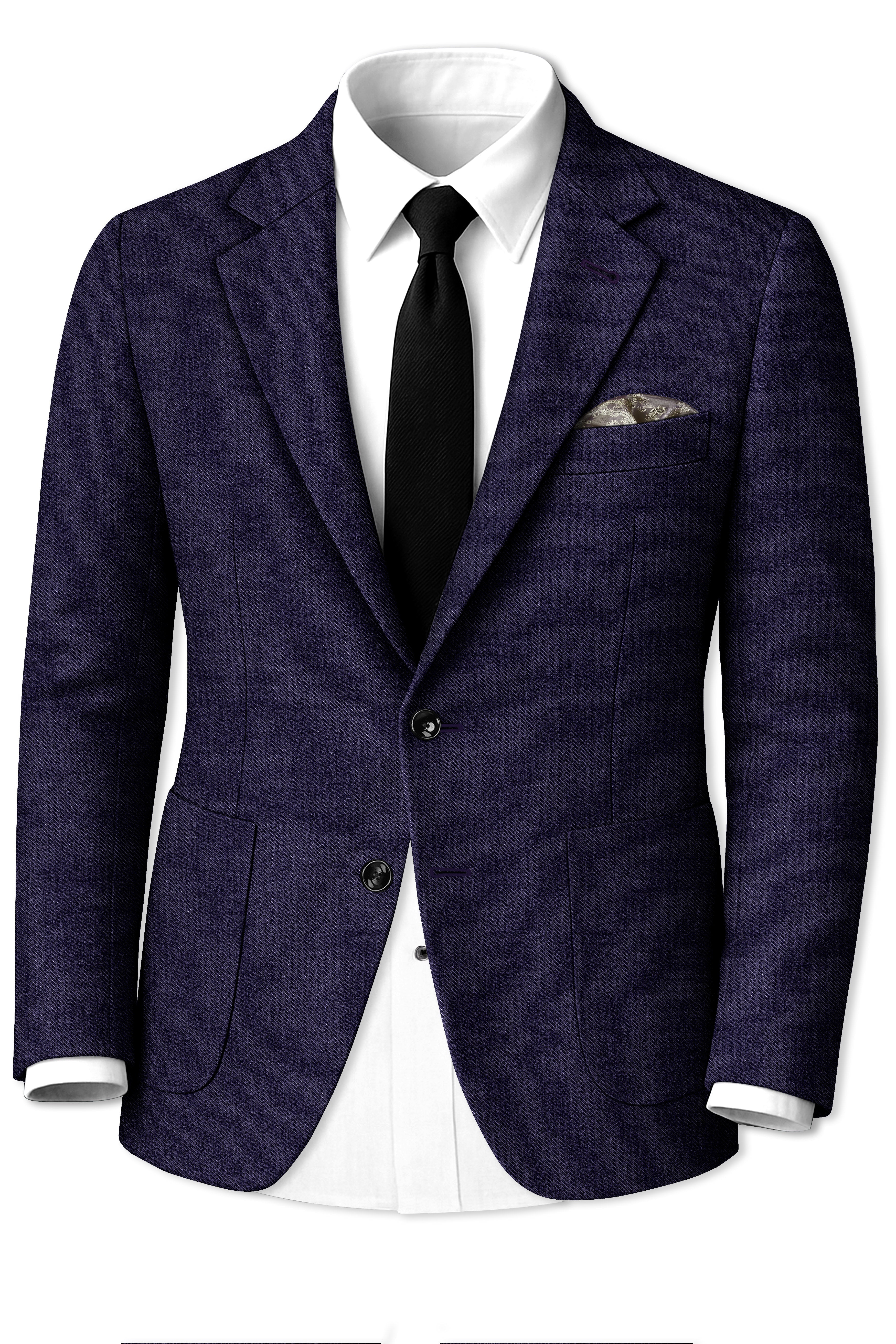 Bluvoro-Mirage Blue Textured Tweed Single Breasted Sports Blazer