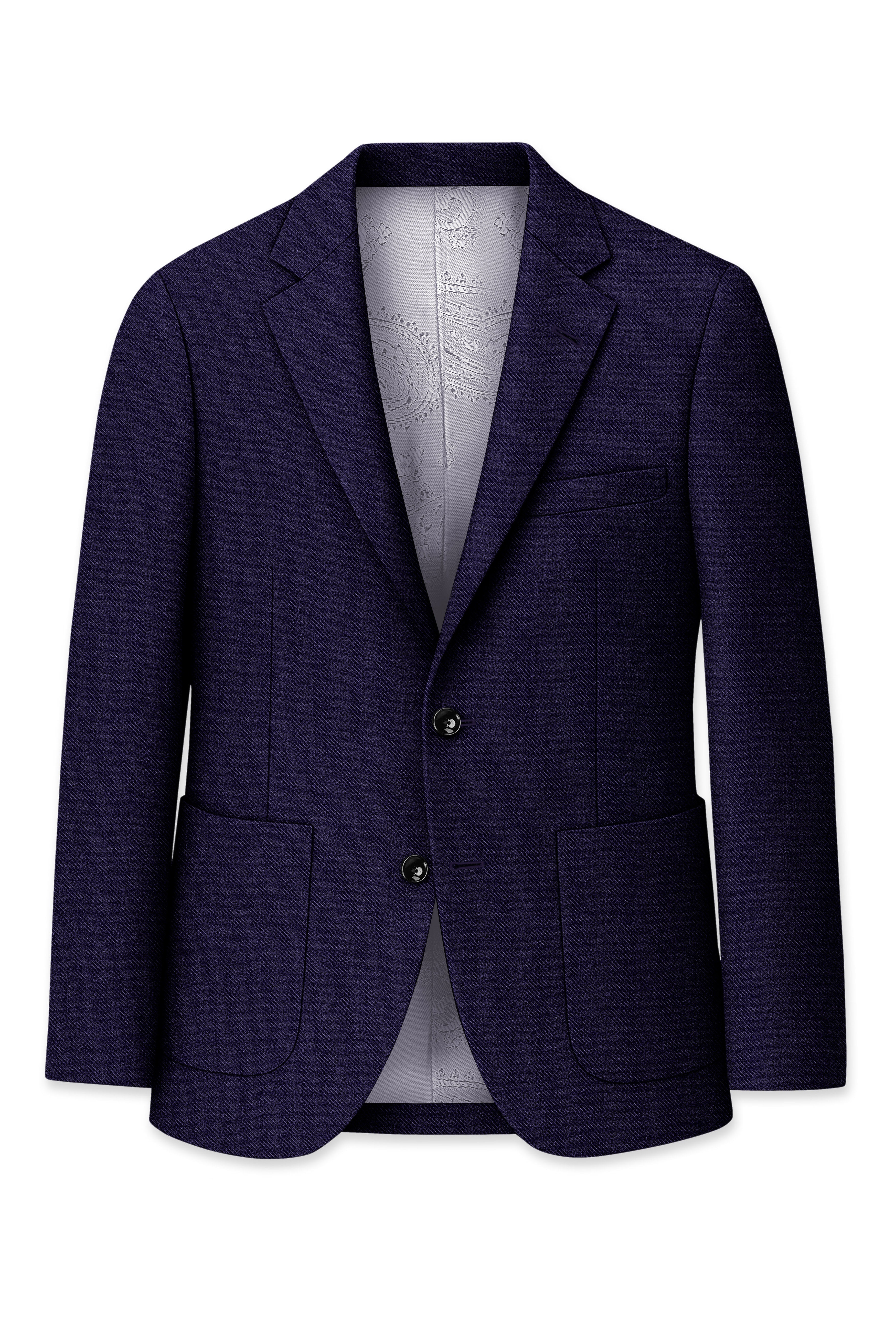Bluvoro-Mirage Blue Textured Tweed Single Breasted Sports Blazer