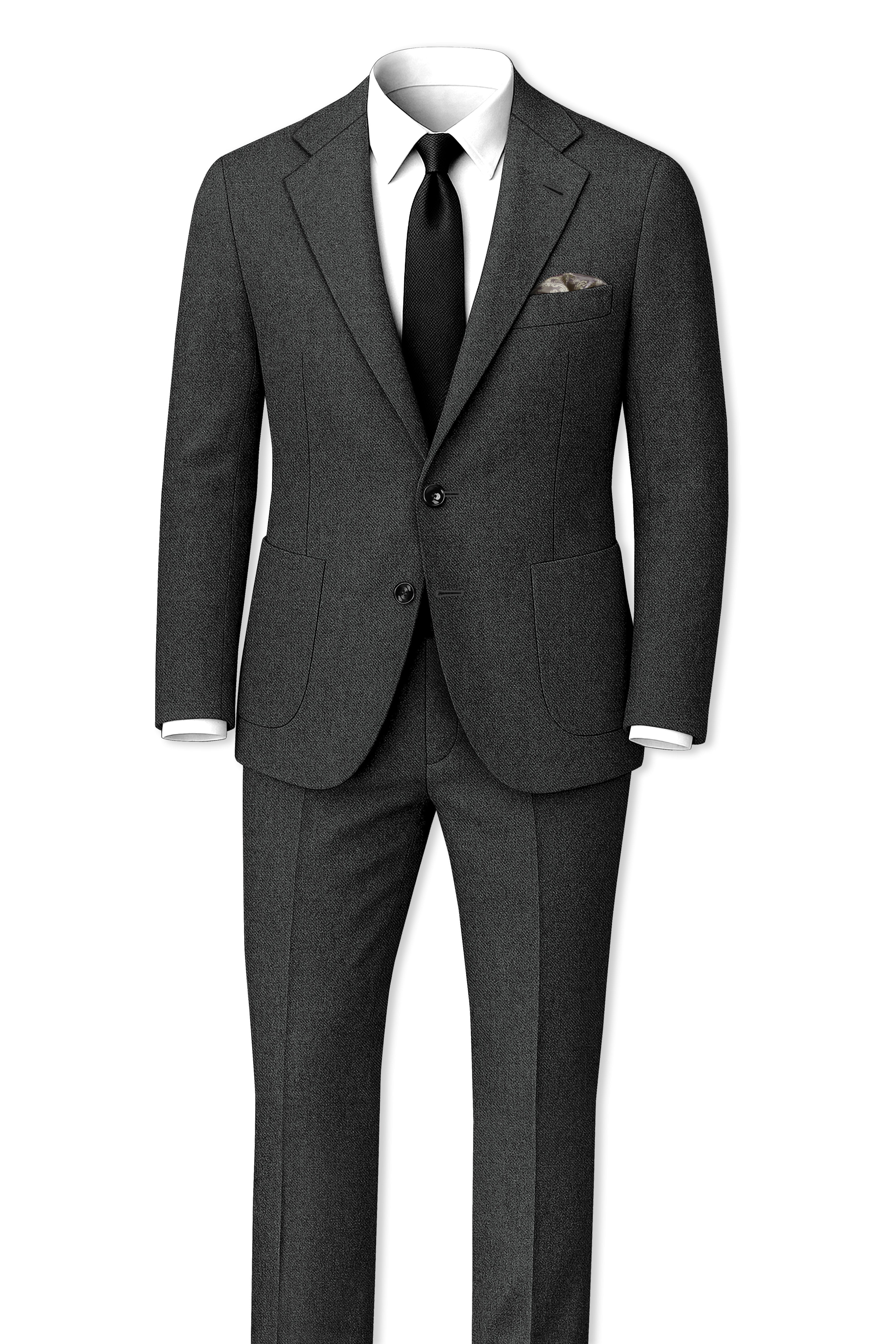 Metallo-Gunmetal Gray Textured Tweed Single Breasted Sports Blazer