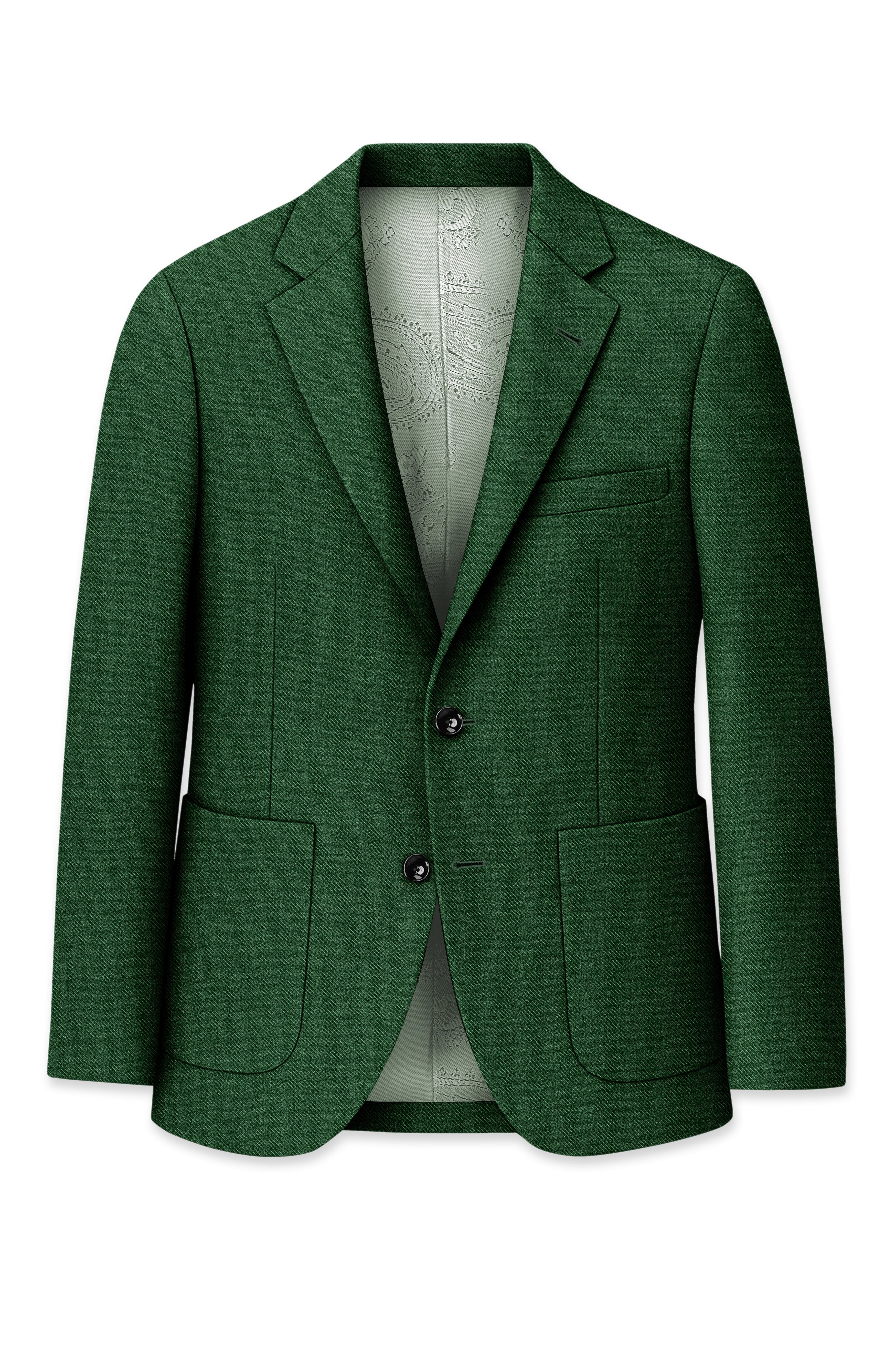 Virenza-Mystle Green Textured Tweed Single Breasted Sports Blazer