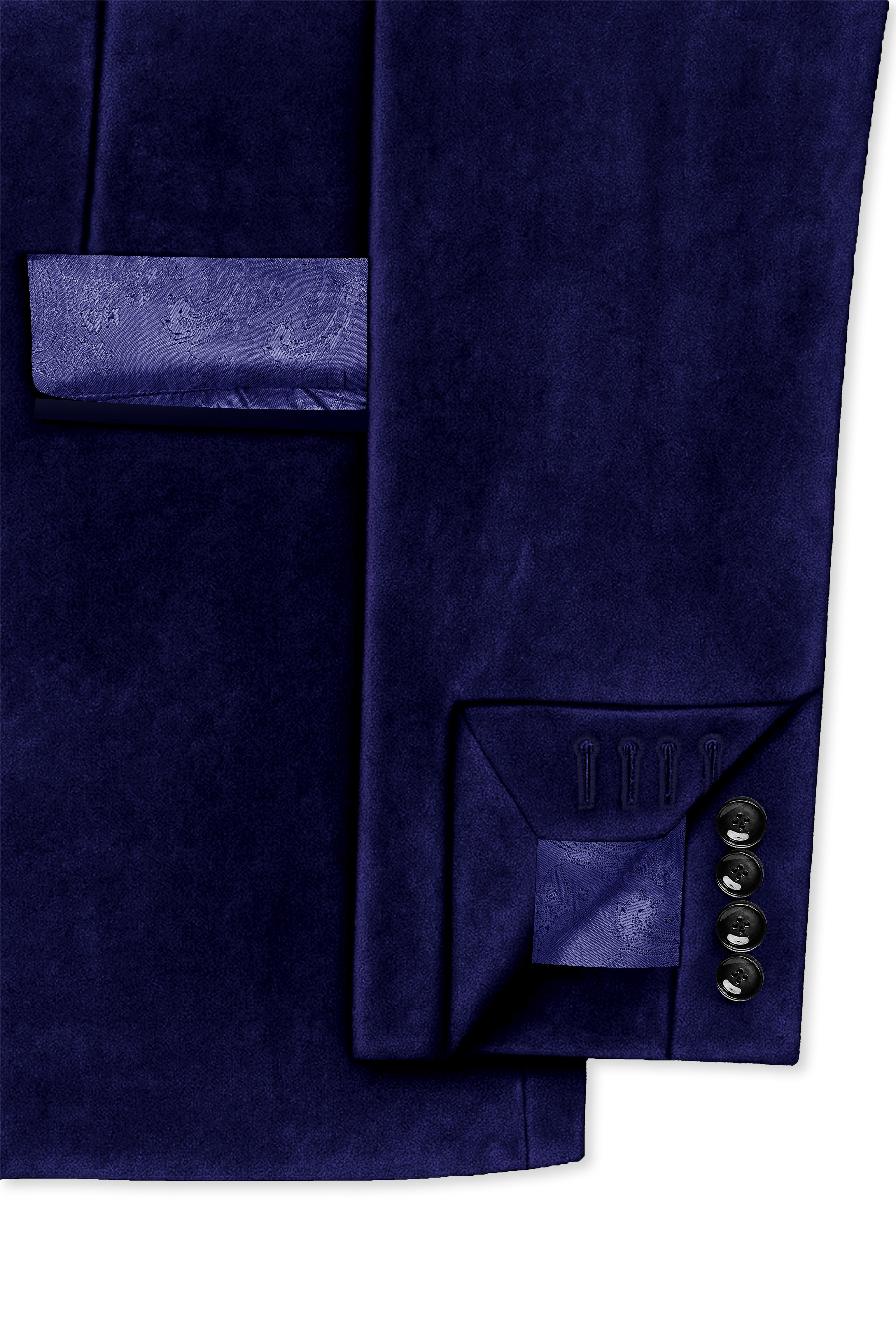 Azurion-Royal Blue With Blue Lepal Velvet Peak Lapel Tuxedo Blazer