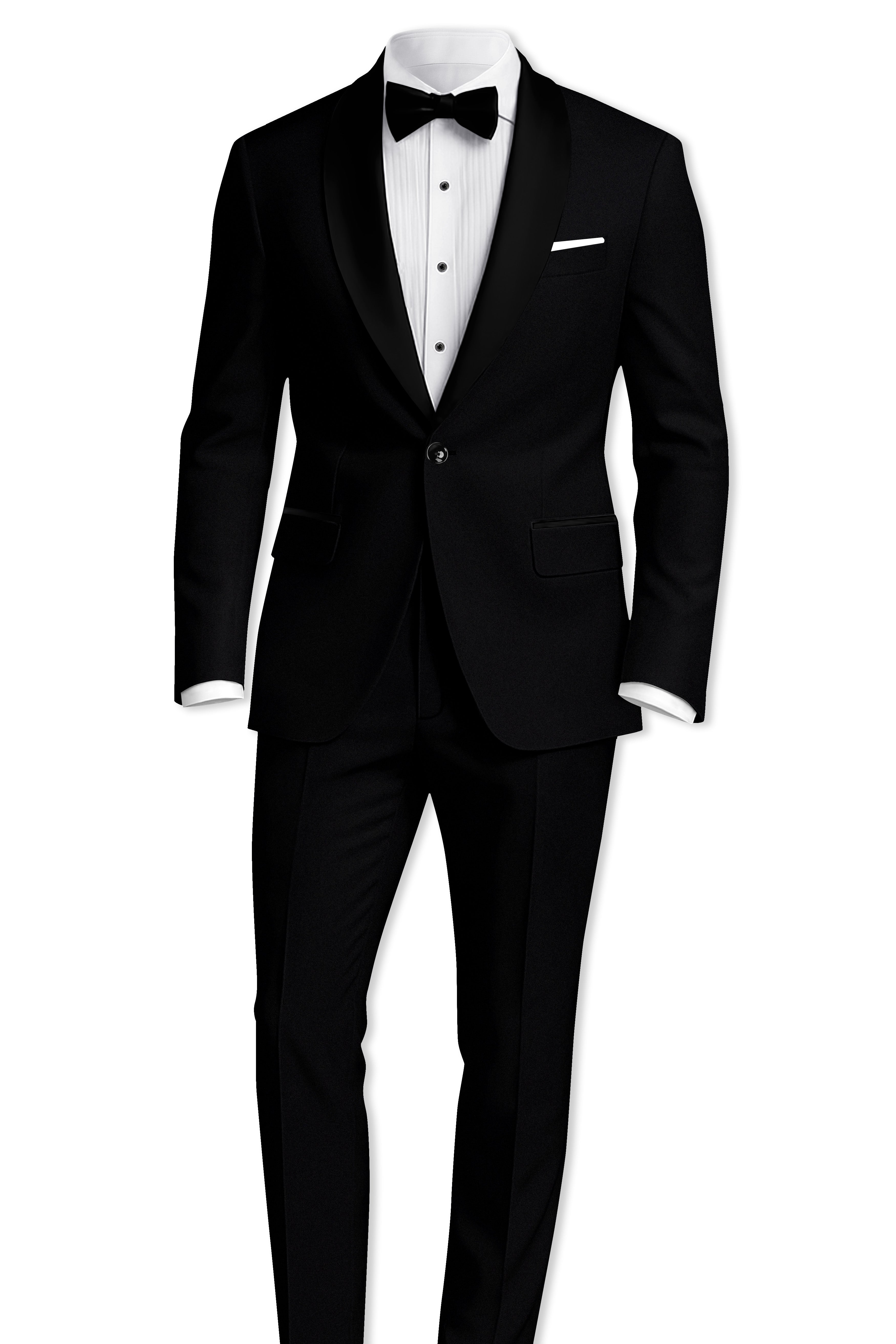 Kuro-Japanese Jade Black 4-Way Stretch Wrinkle-Free Wool Rich Tuxedo Blazer