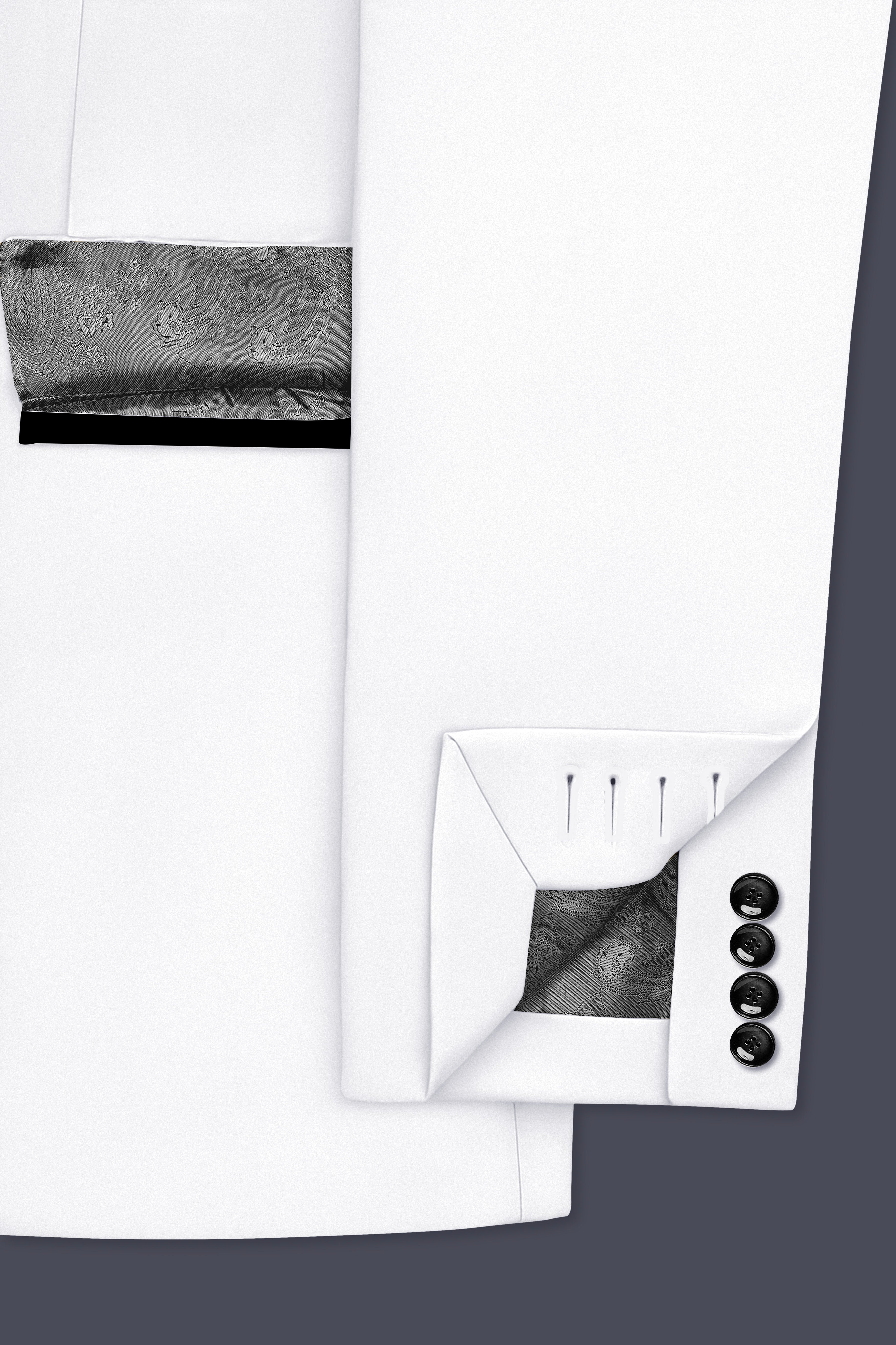 Shiro-Japanese Bright White 4-Way Stretch Wrinkle-Free Wool Rich Tuxedo Blazer