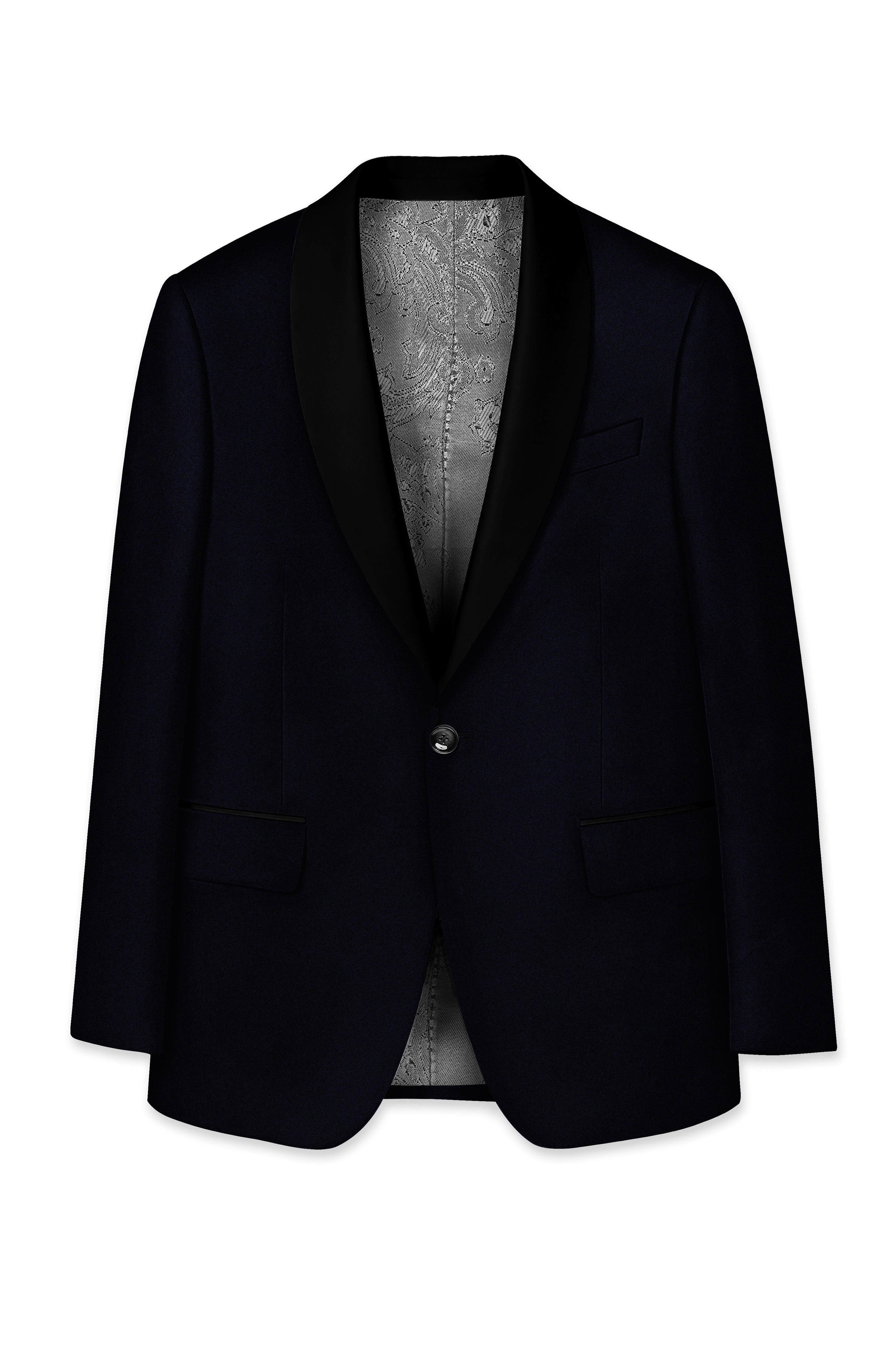 Aozora-Japanese Marine Blue 4-Way Stretch Wrinkle-Free Wool Rich Tuxedo Blazer