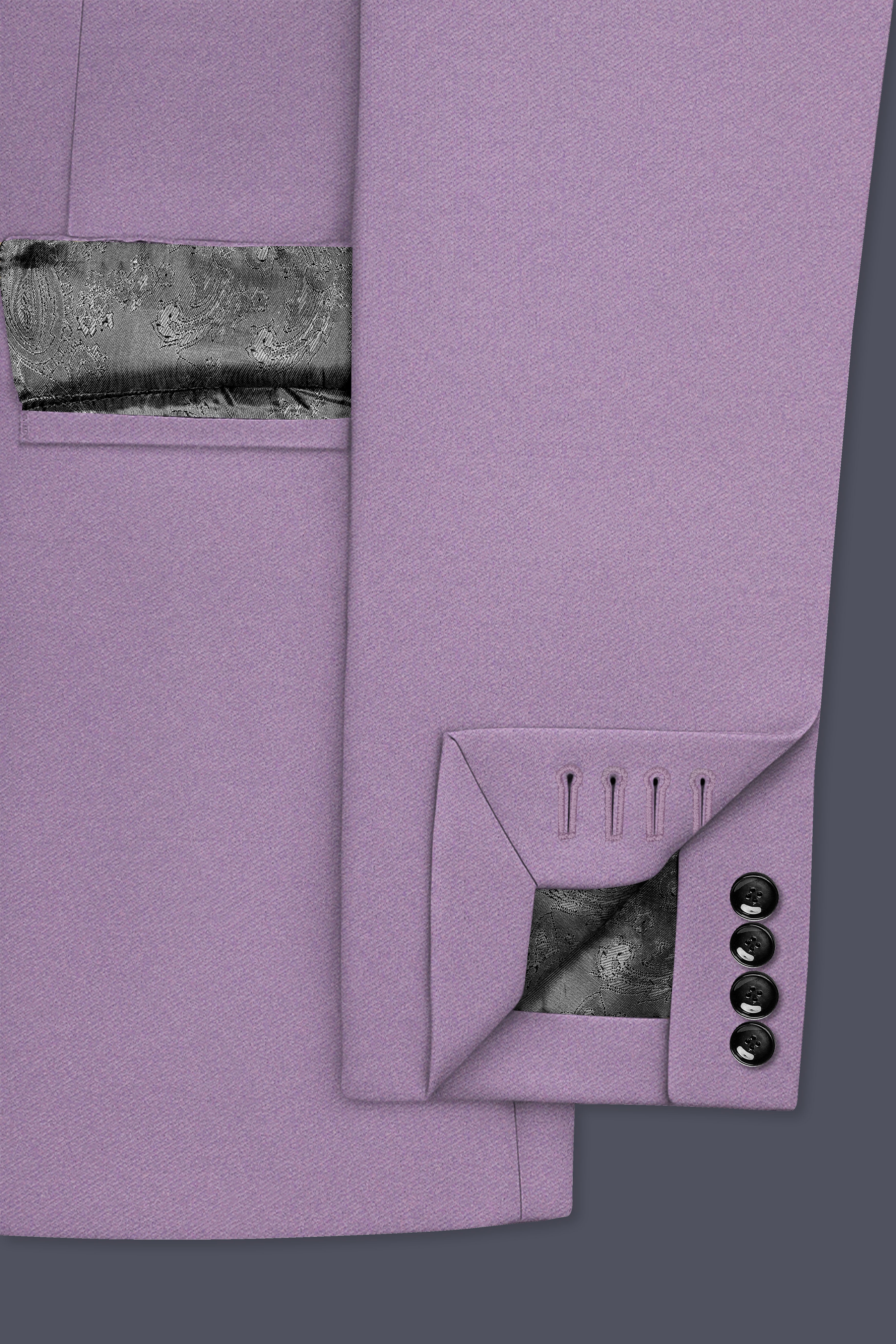 Violeto-Korean Mobster Purple 4-Way Stretch Wool Rich Double Breasted Blazer