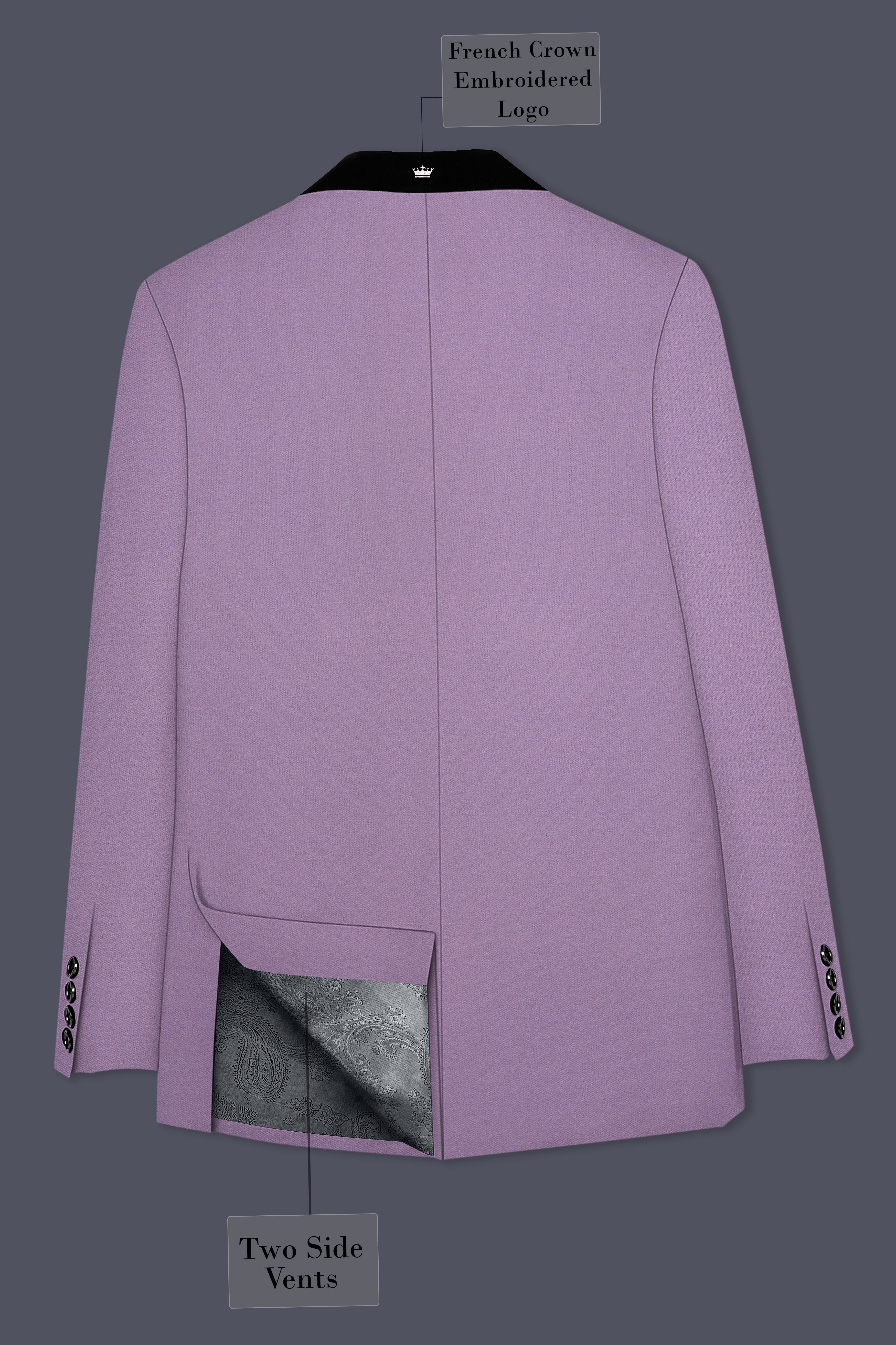 Violeto-Korean Mobster Purple 4-Way Stretch Wool Rich Tuxedo Blazer