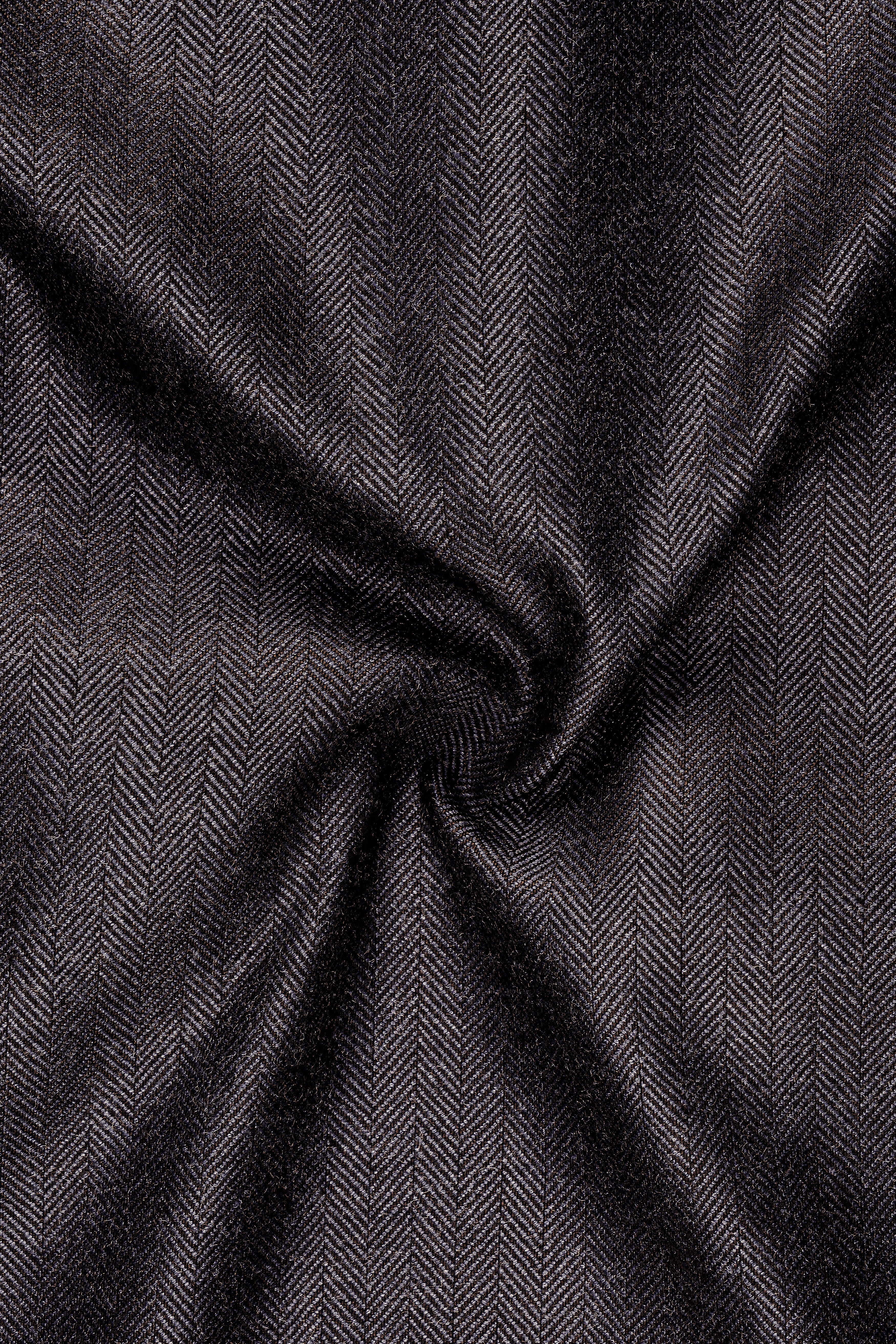 Aurezion-Zeus Brown Herringbone Textured Tweed Single Breasted Sports Blazer