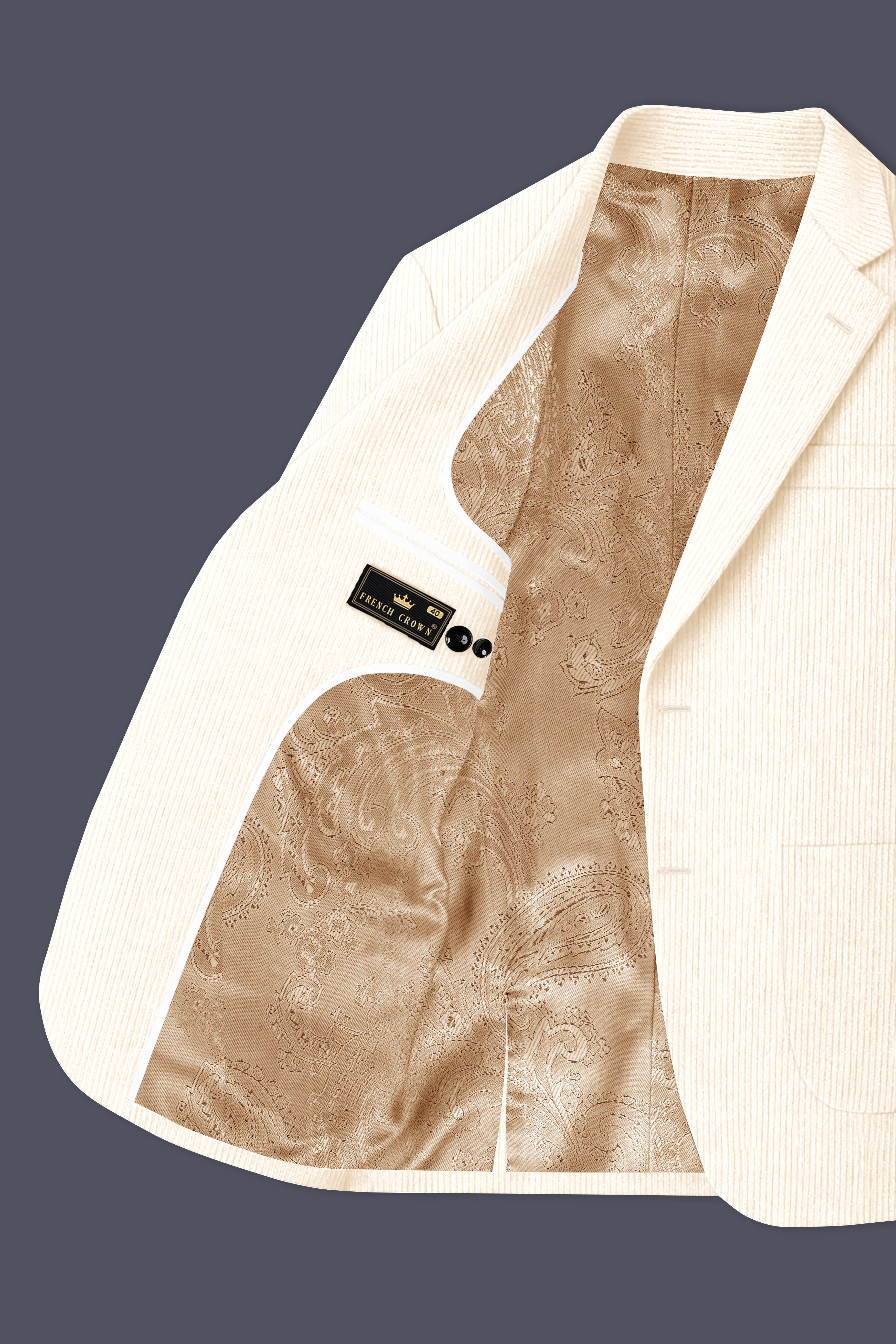 Ivoro-Swizzle Cream Corduroy Premium Single Breasted Sports Blazer