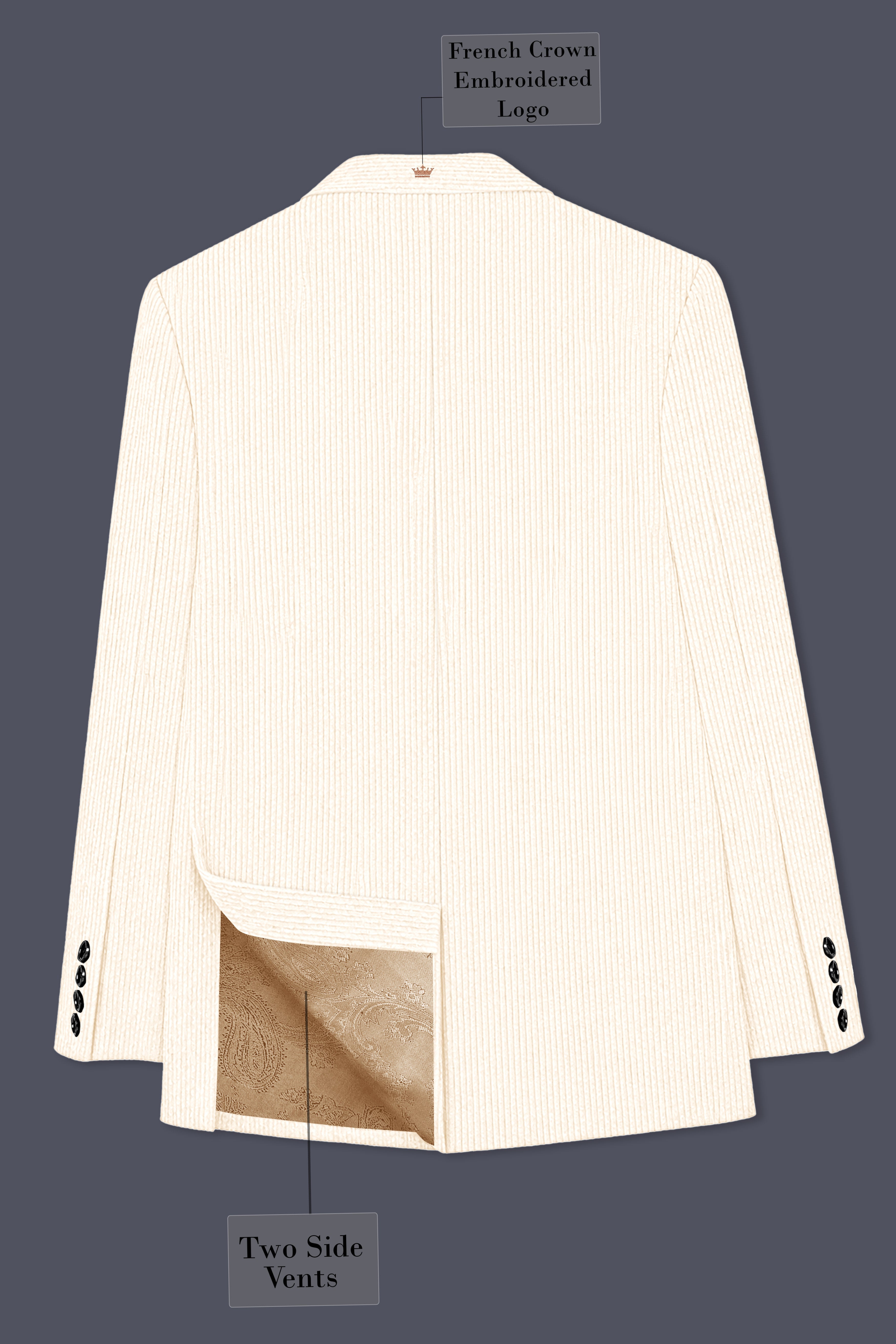 Ivoro-Swizzle Cream Corduroy Premium Single Breasted Sports Blazer