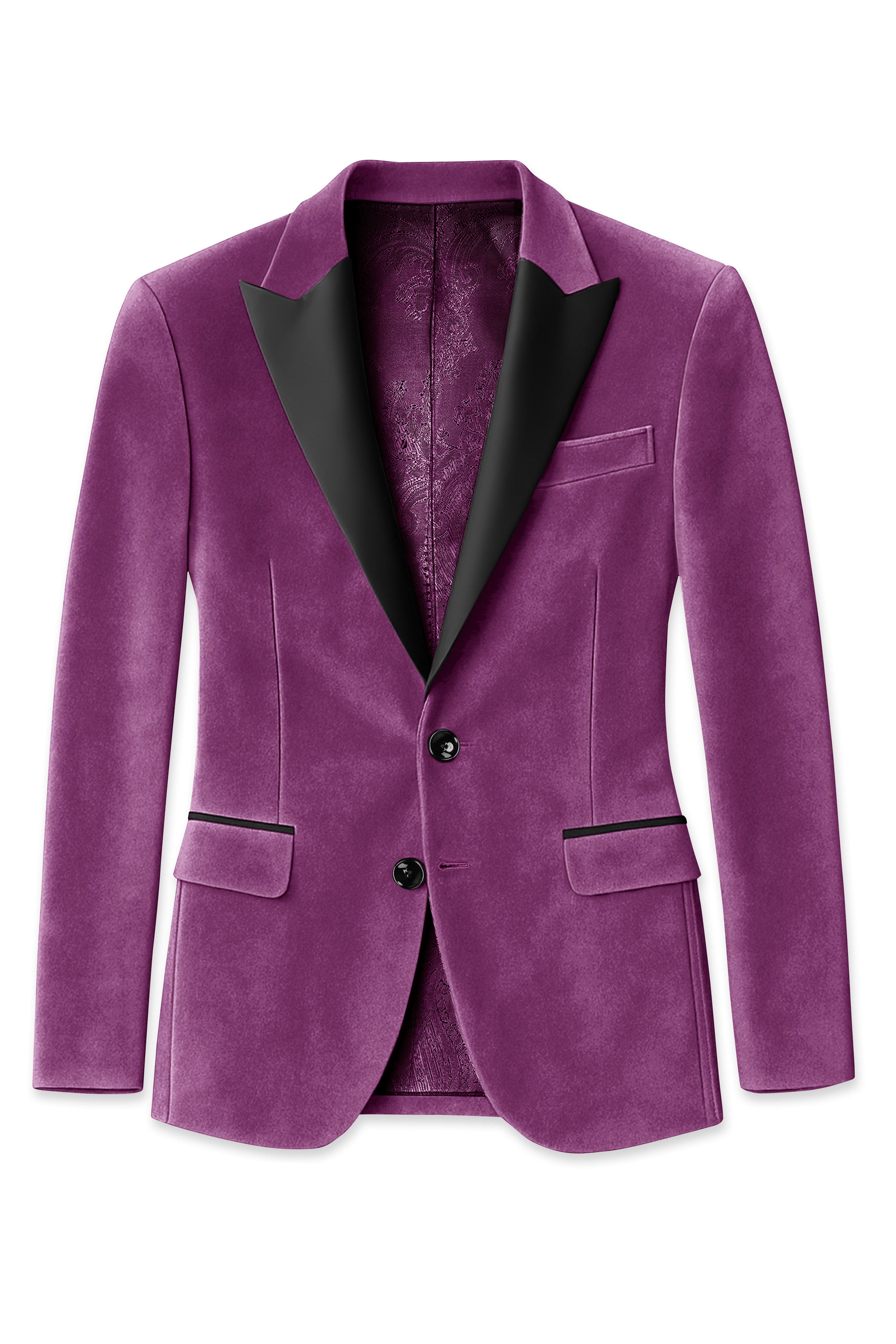 Imperial-Cannon Purple Velvet Peak Lapel Tuxedo Blazer