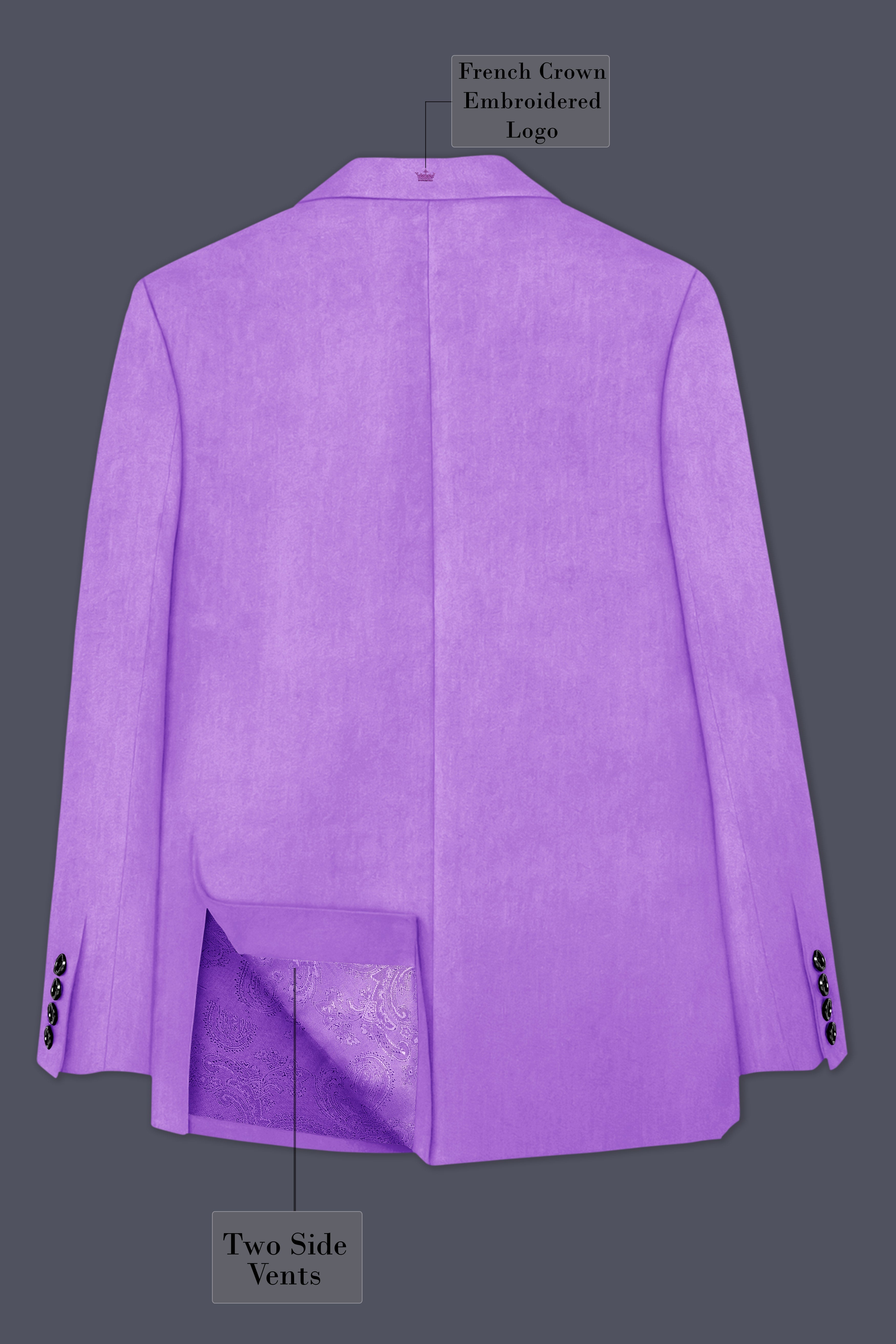 Orchid-Wisteria Purple Velvet Peak Lapel Tuxedo Blazer