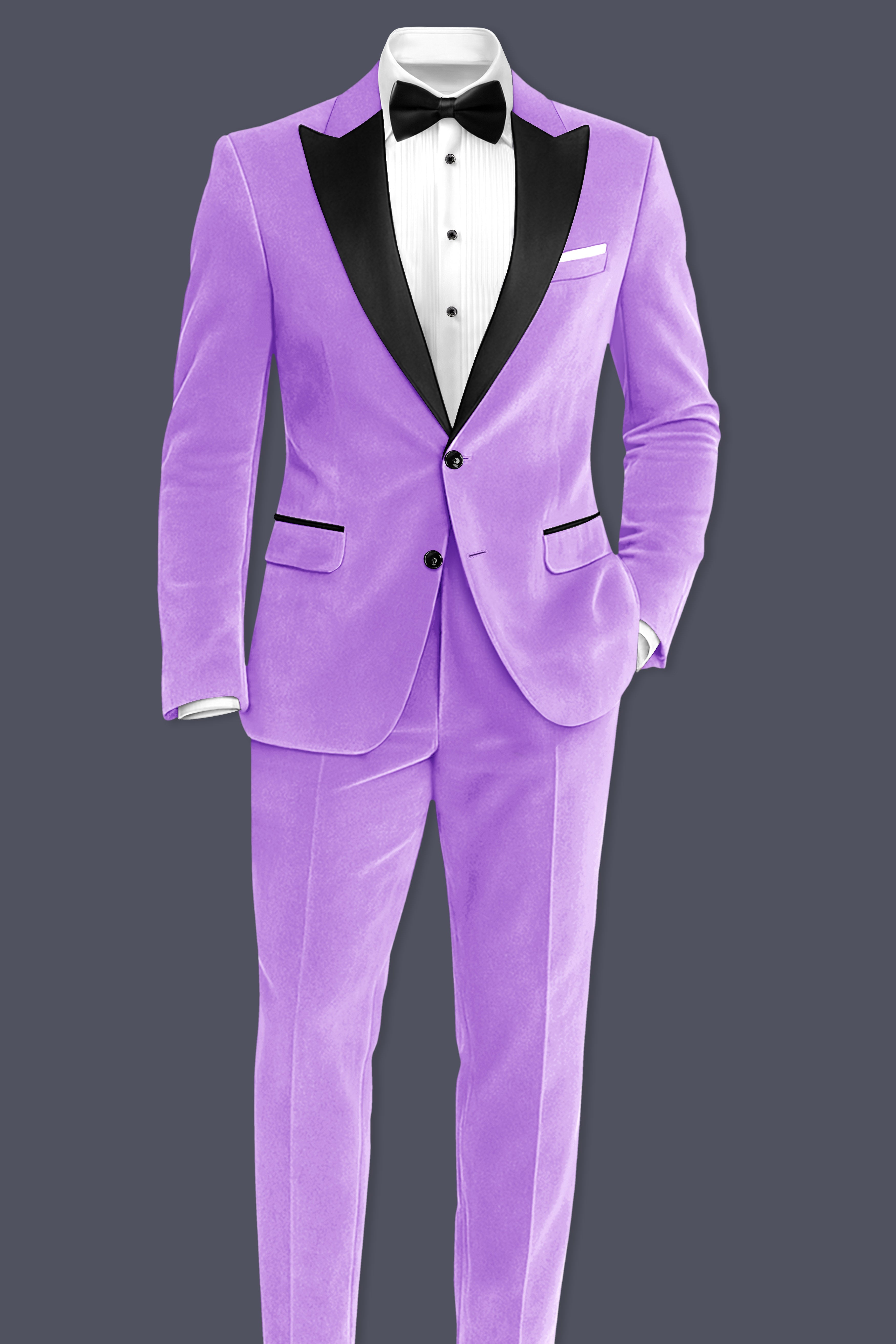 Orchid-Wisteria Purple Velvet Peak Lapel Tuxedo Blazer