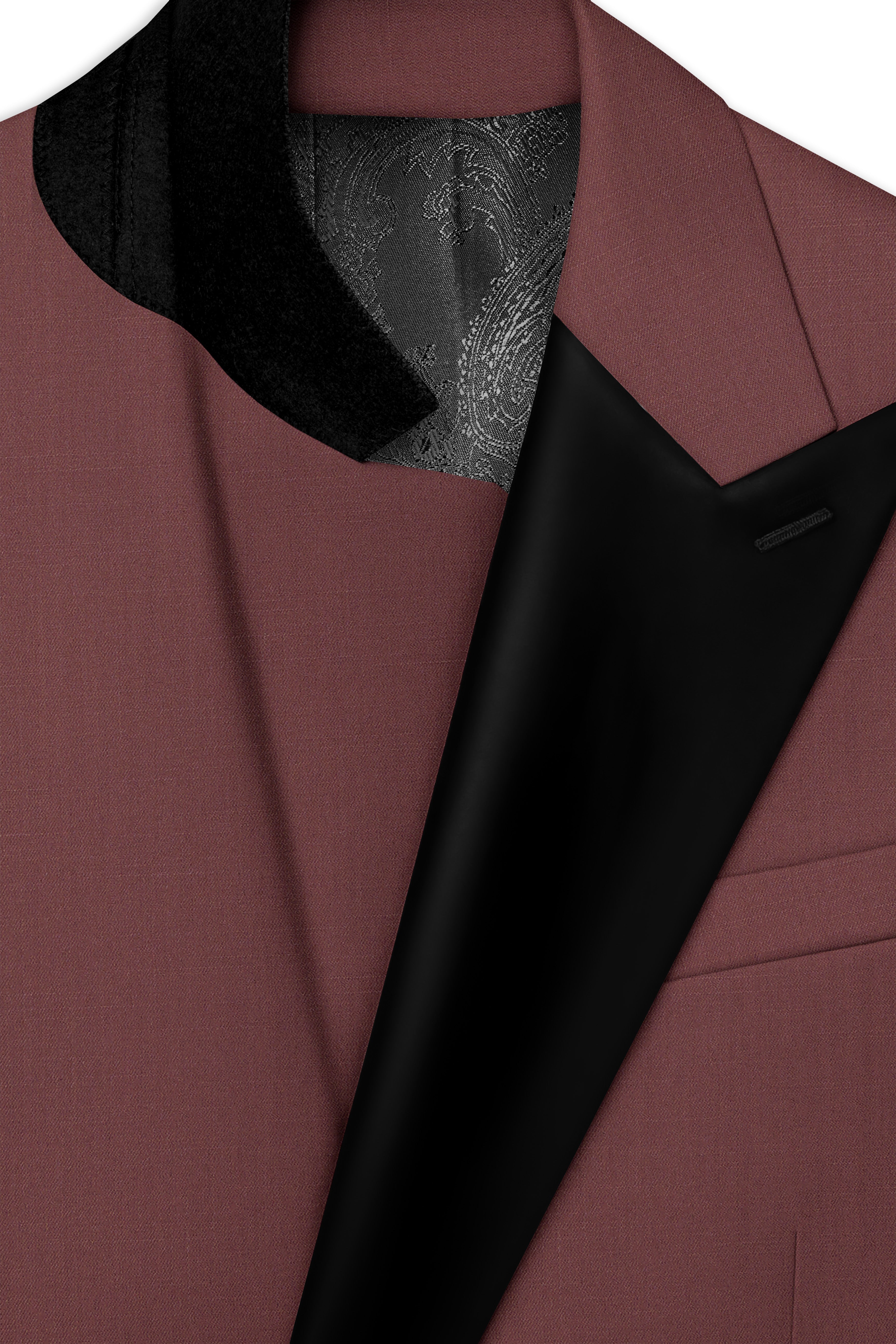 Heritage-Finch Maroon Wool Rich Peak Lapel Tuxedo Slight Stretch Blazer