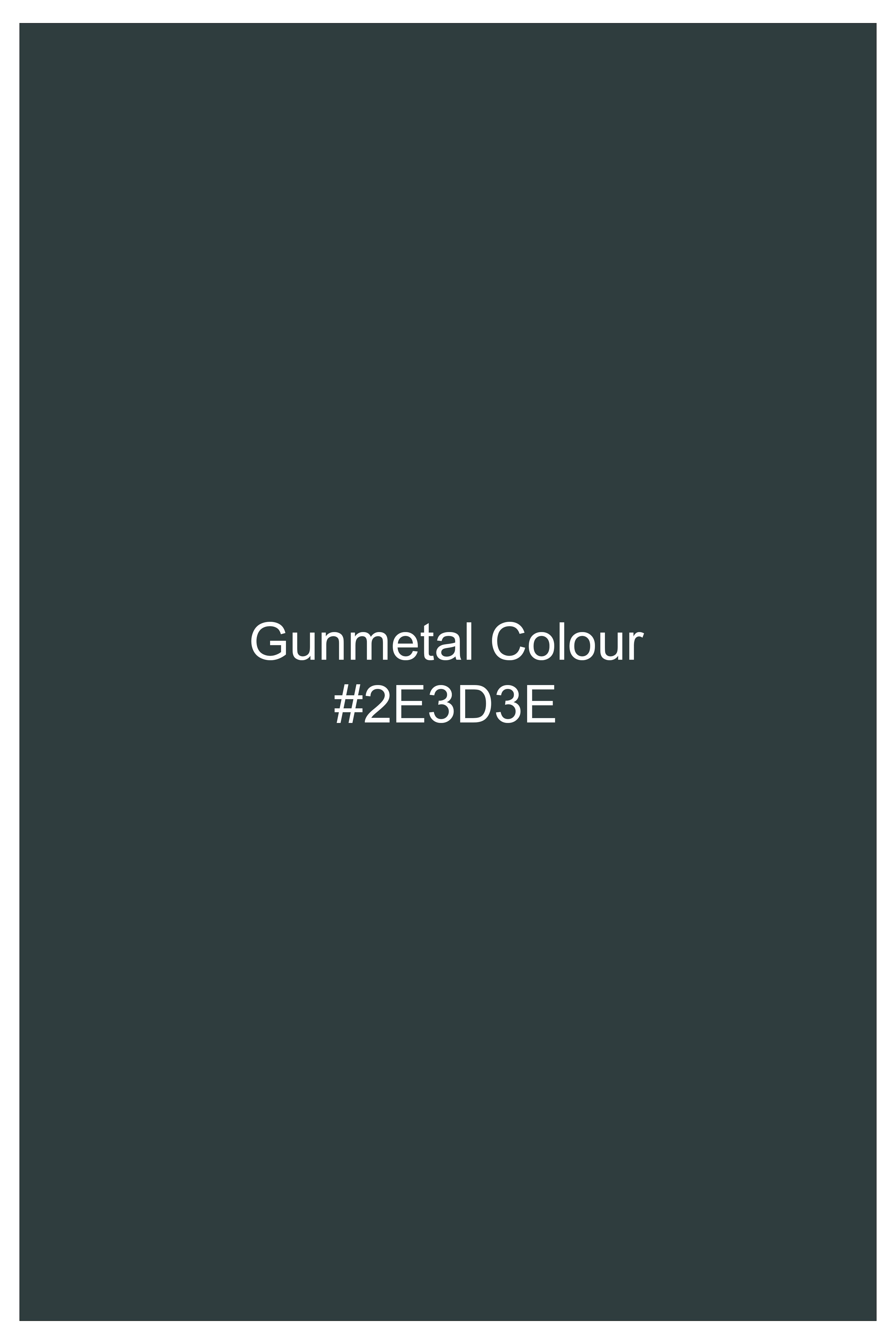 Gunmetal Green Jacquard Textured Designer Single Breasted Blazer