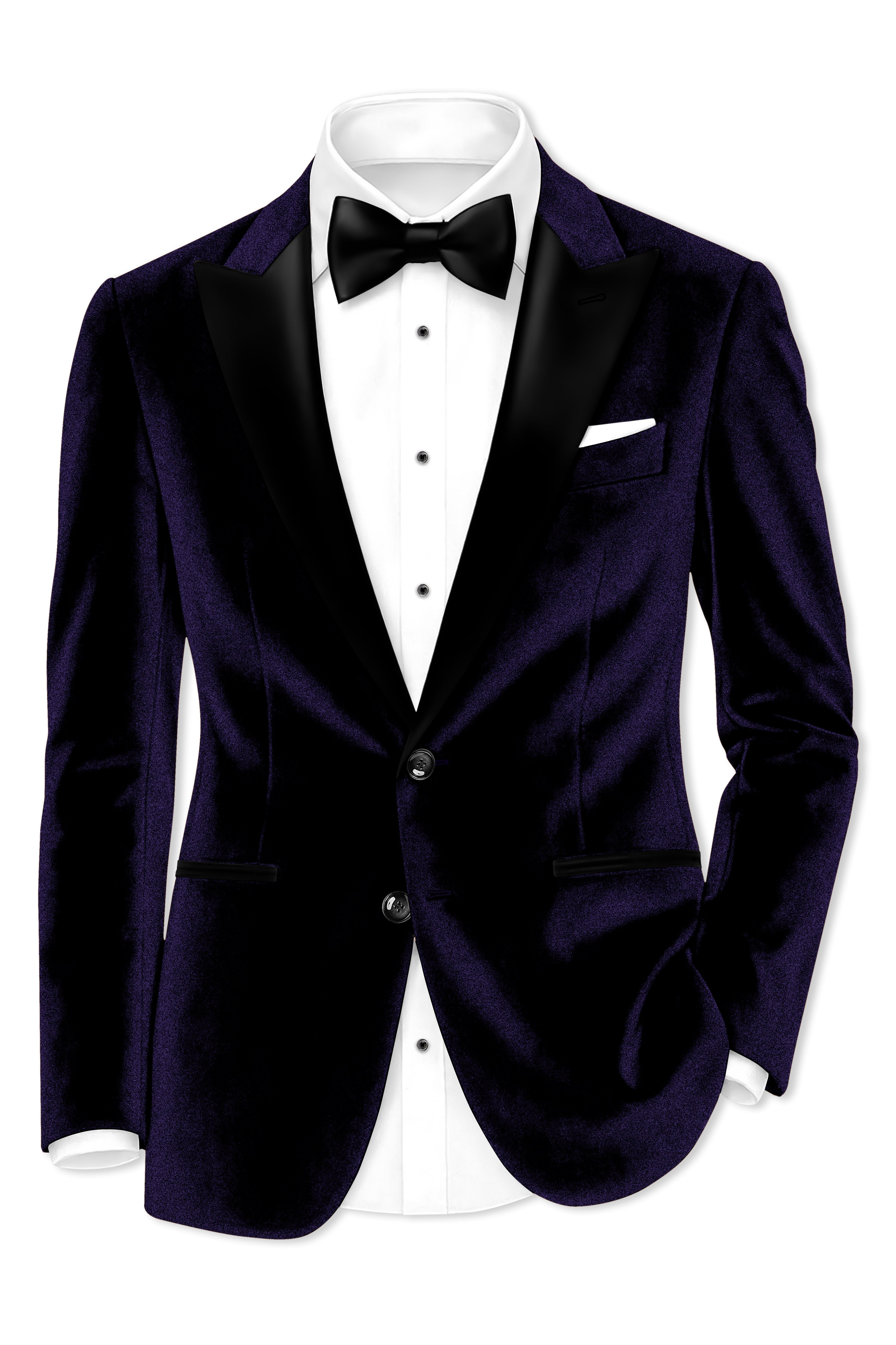 Majesty-Affair Royal Purple Velvet Peak Lapel Tuxedo Blazer