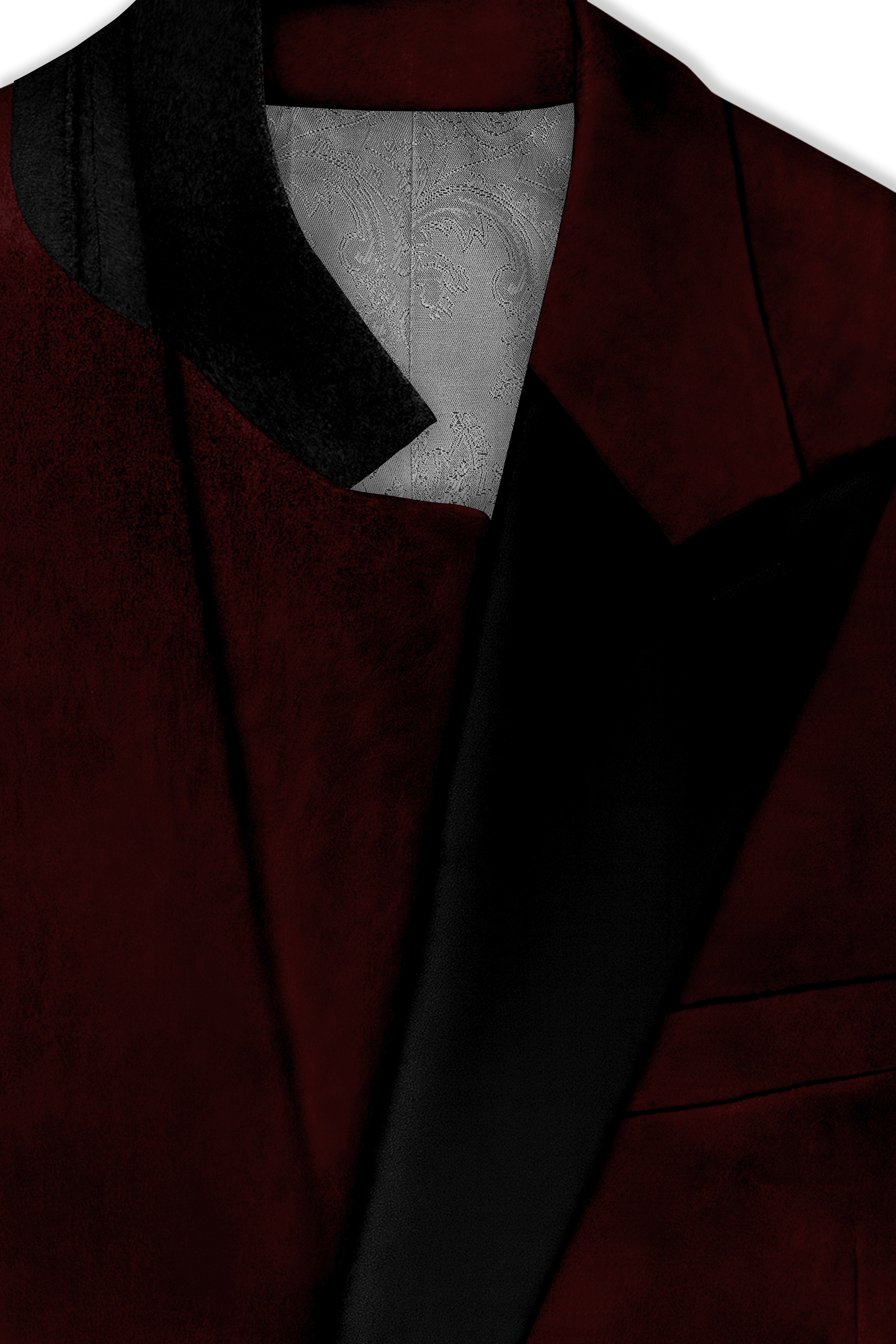 Heritage-Creole Maroon Velvet Peak Lapel Tuxedo Blazer