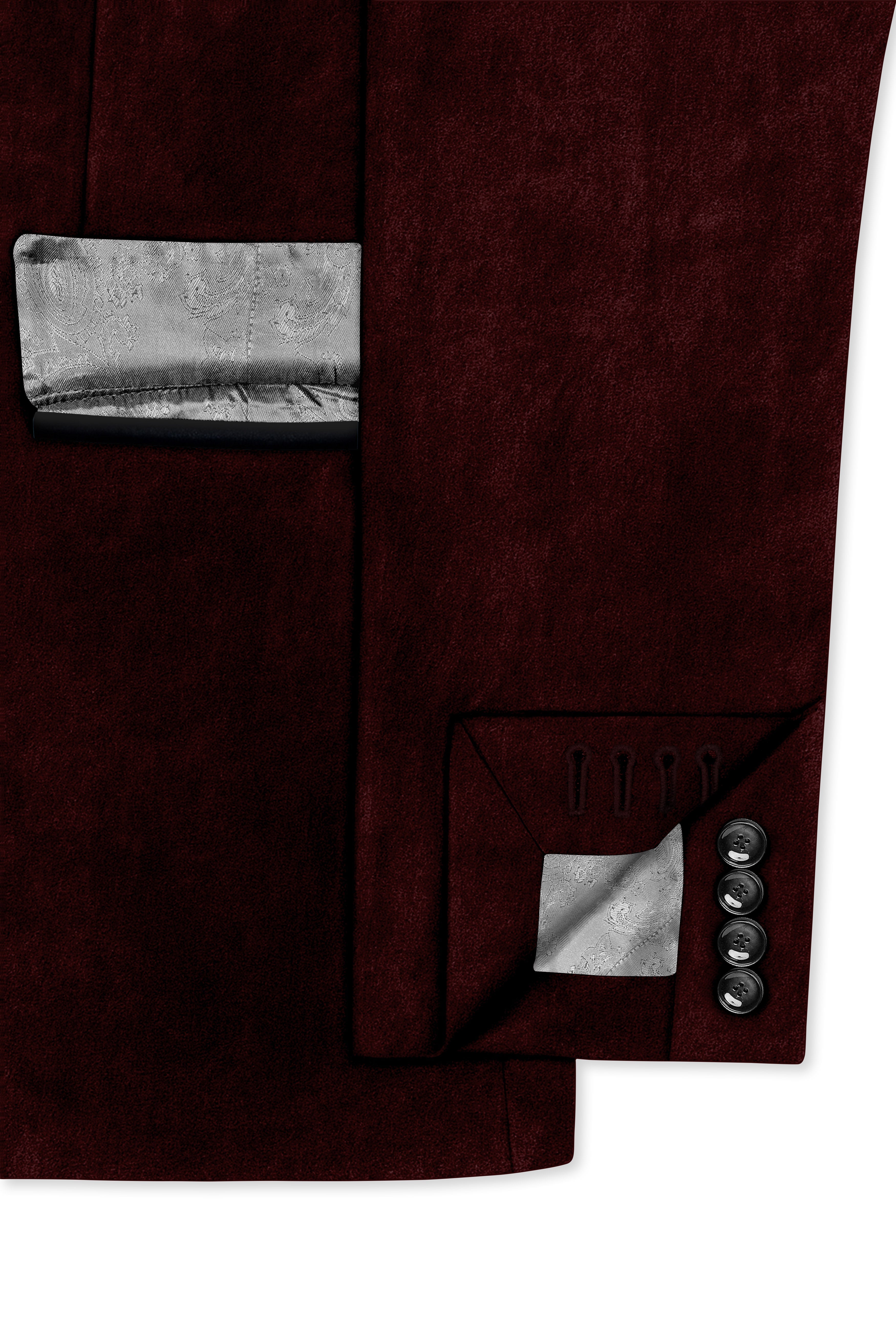 Heritage-Creole Maroon Velvet Peak Lapel Tuxedo Blazer
