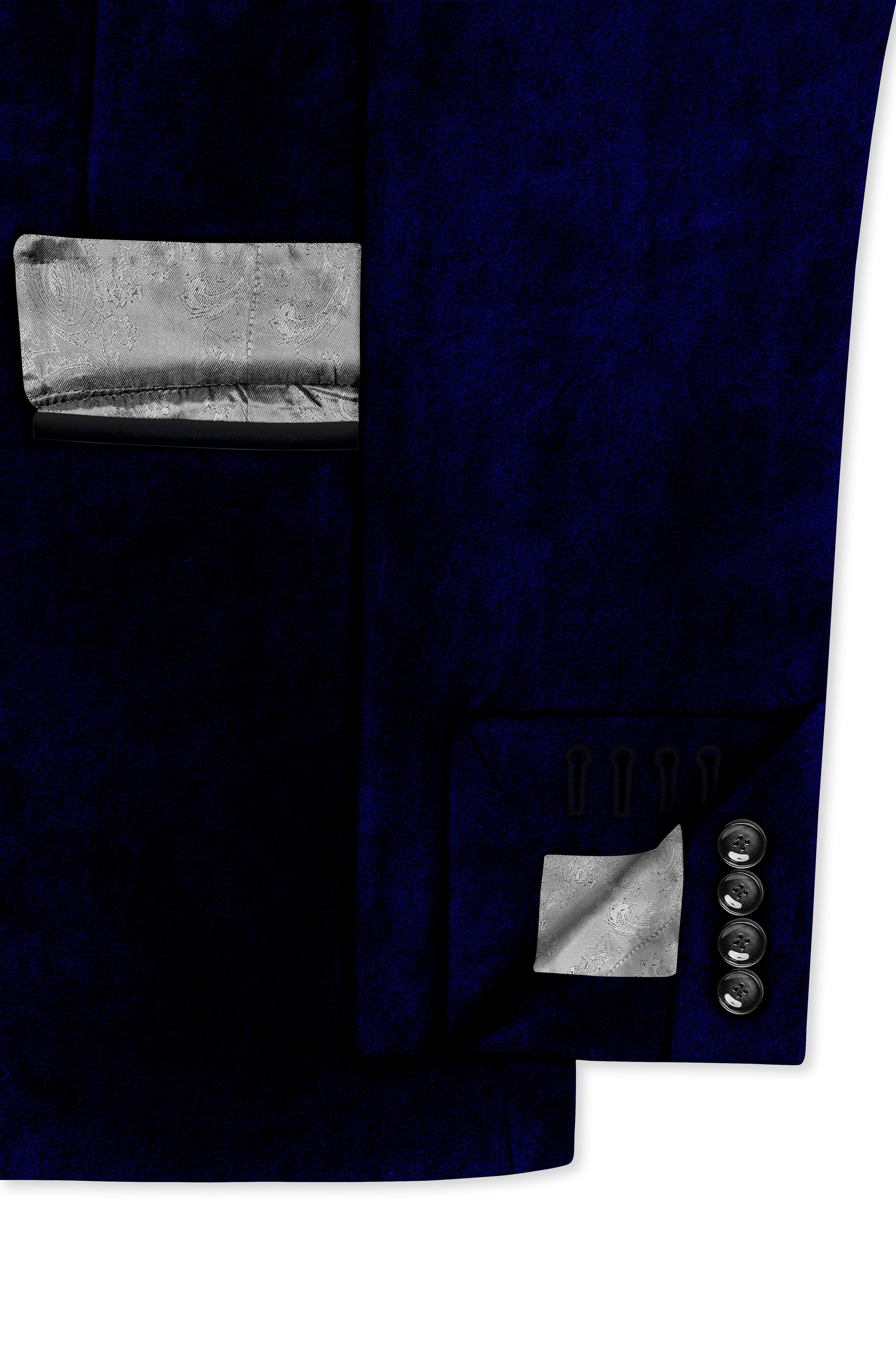 Aether-Stratos Blue Velvet Peak Lapel Tuxedo Blazer