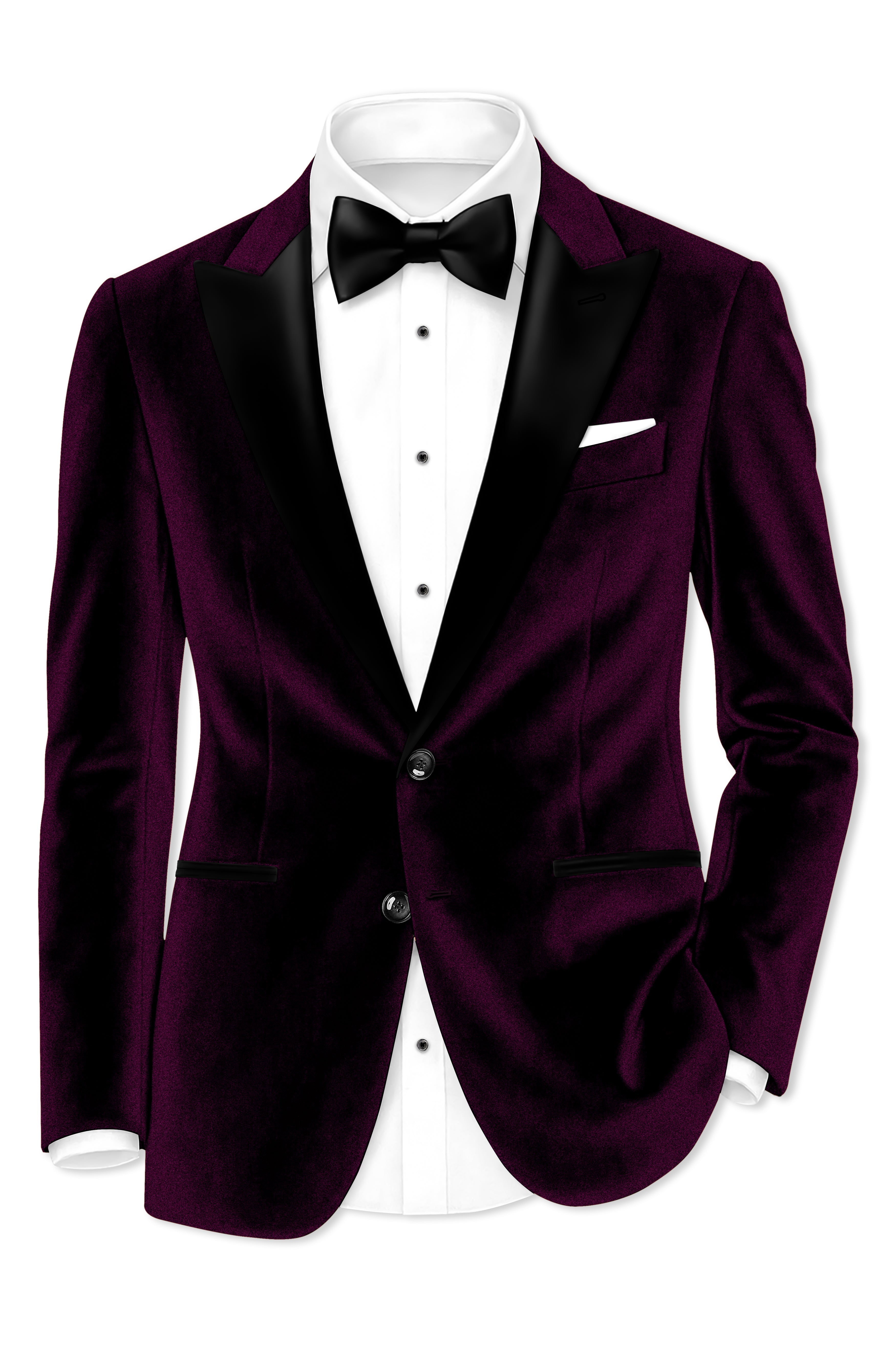 Merlot-Asphalt Wine Purple Velvet Peak Lapel Tuxedo Blazer