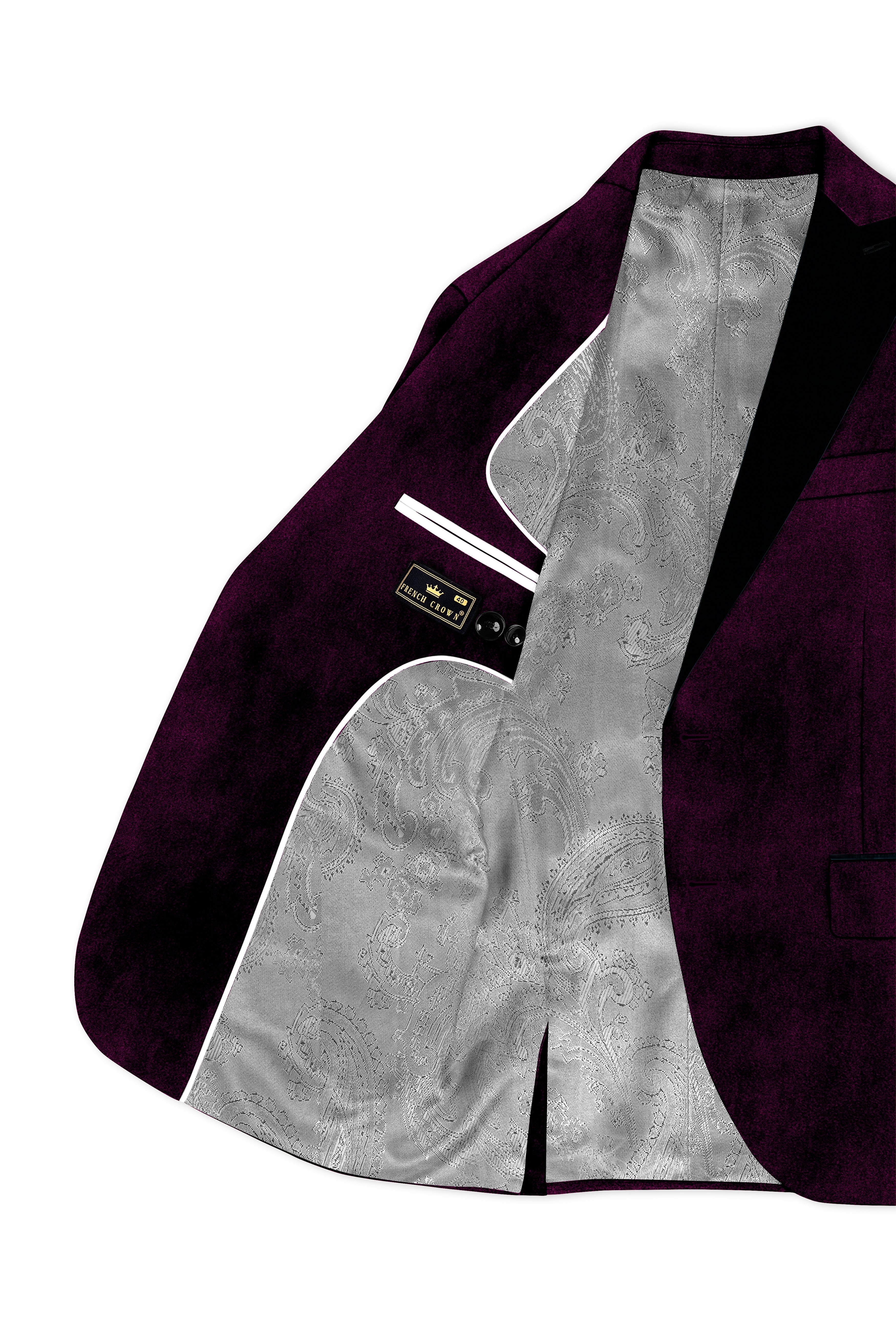 Merlot-Asphalt Wine Purple Velvet Peak Lapel Tuxedo Blazer