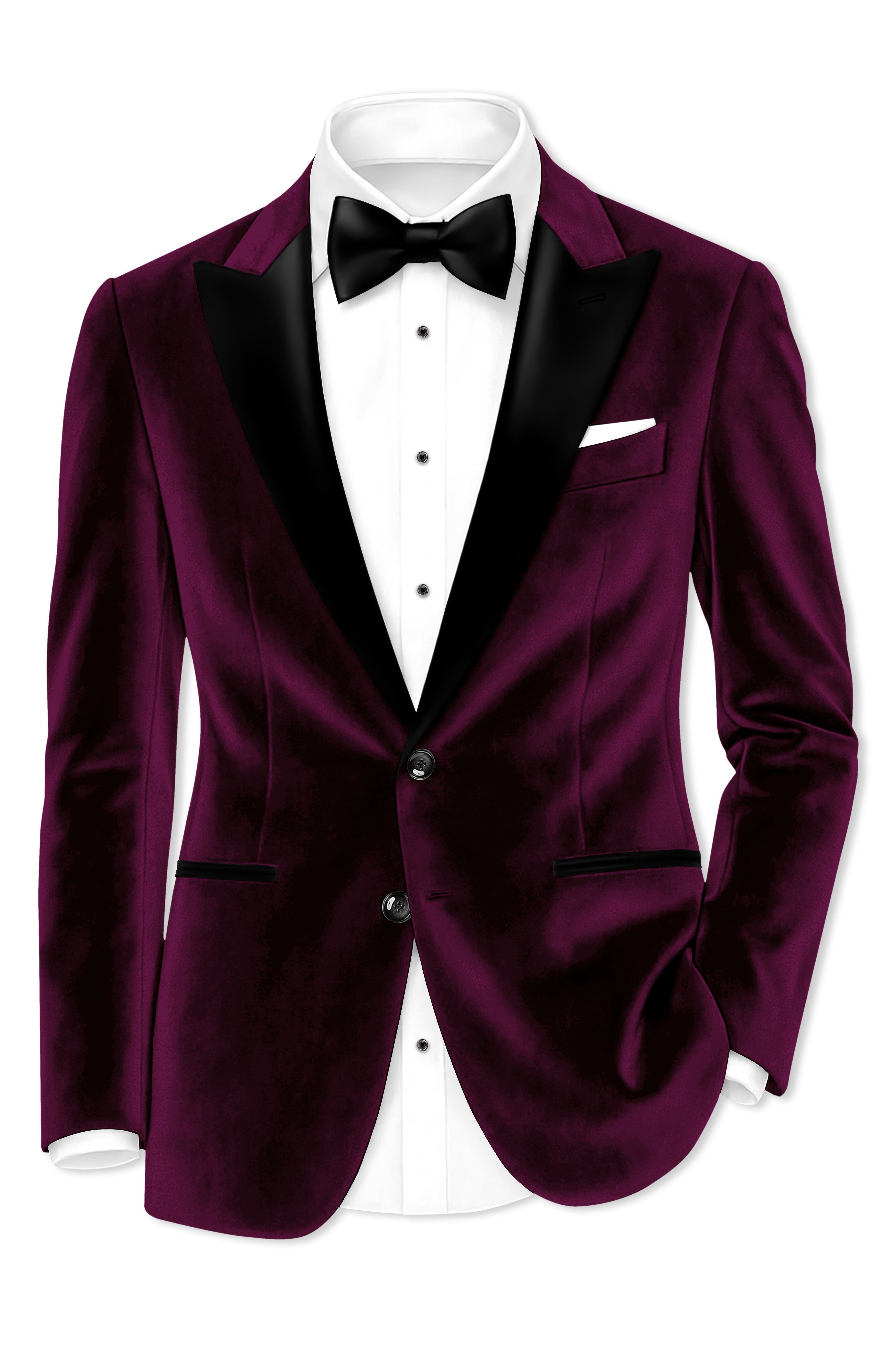 Corale-Tamarind Pink Velvet Peak Lapel Tuxedo Blazer