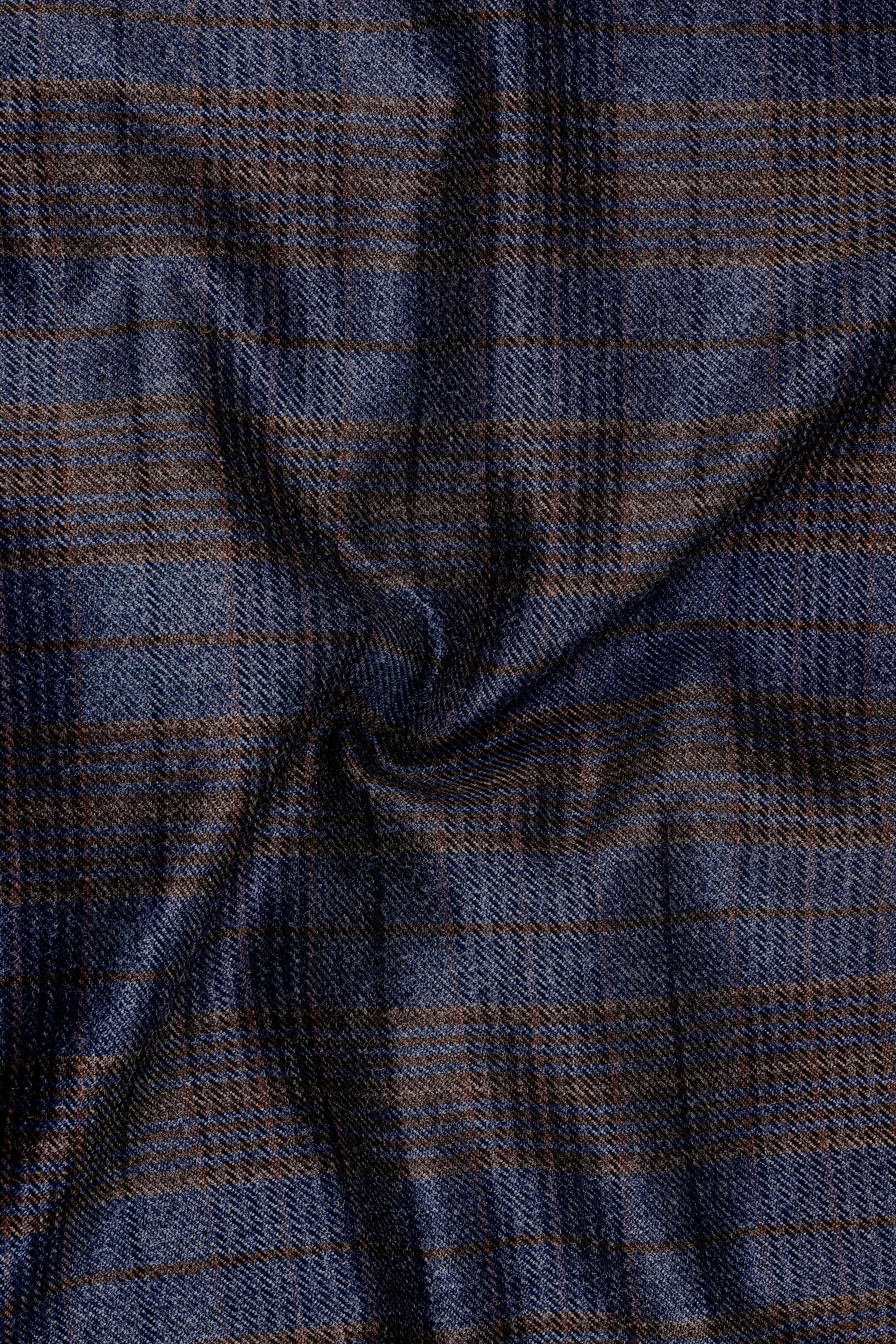 Velourish-Tealish Blue And Tuatara Gray Glen Plaid Tweed Double Breasted Blazers