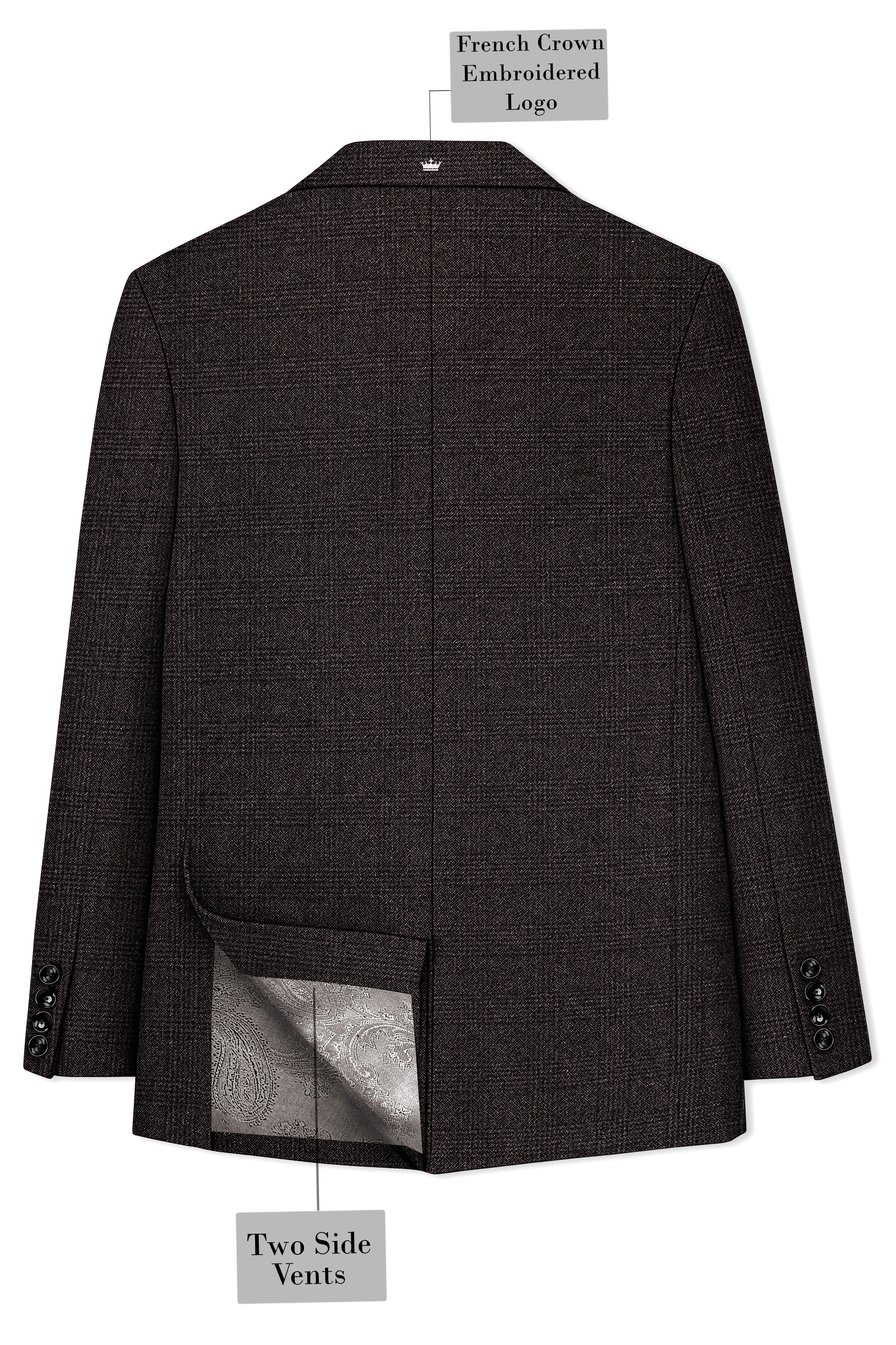 Bruno-Chicago Brown Wales Plaid Tweed Double Breasted Blazers