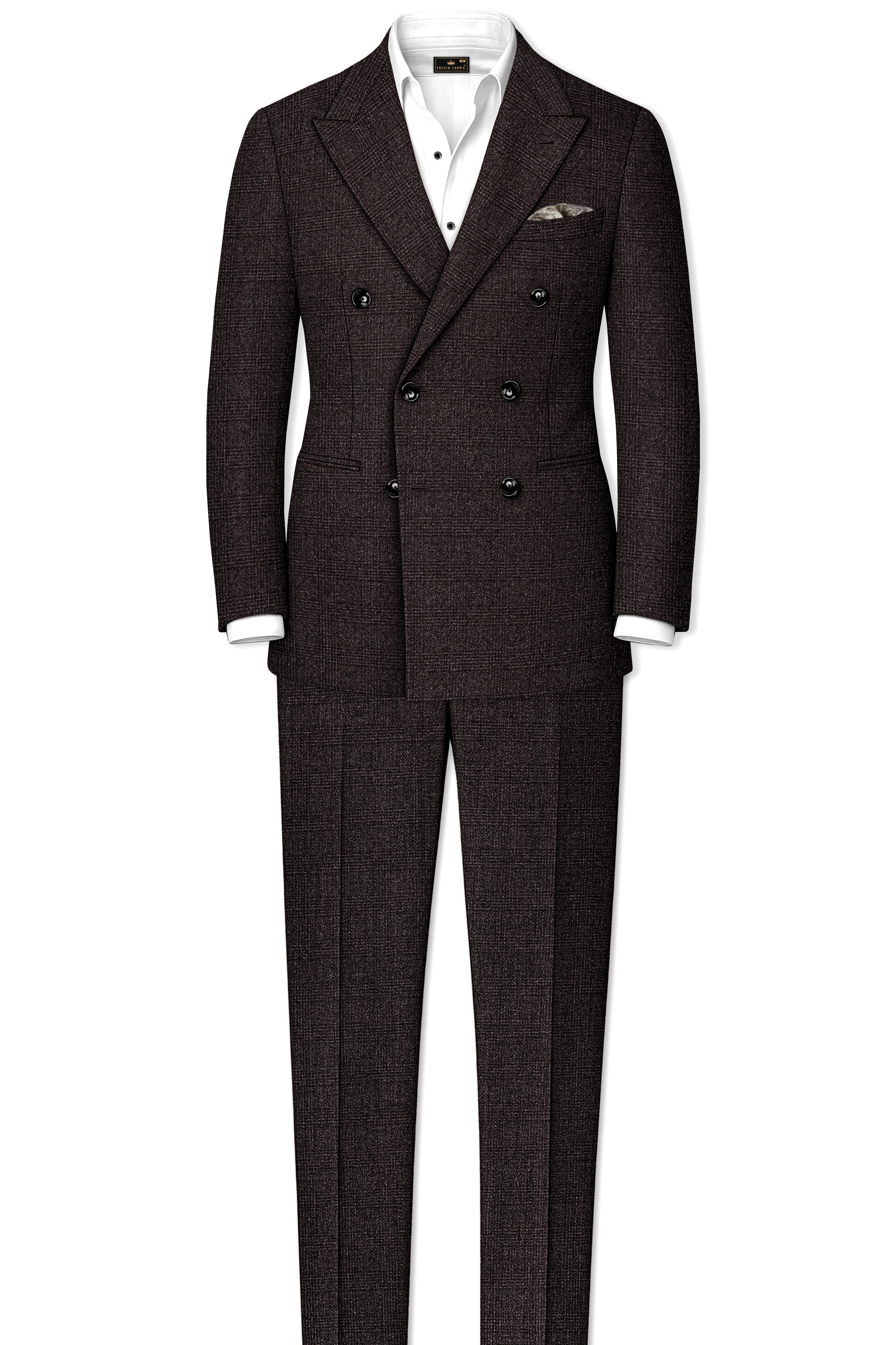 Bruno-Chicago Brown Wales Plaid Tweed Double Breasted Blazers