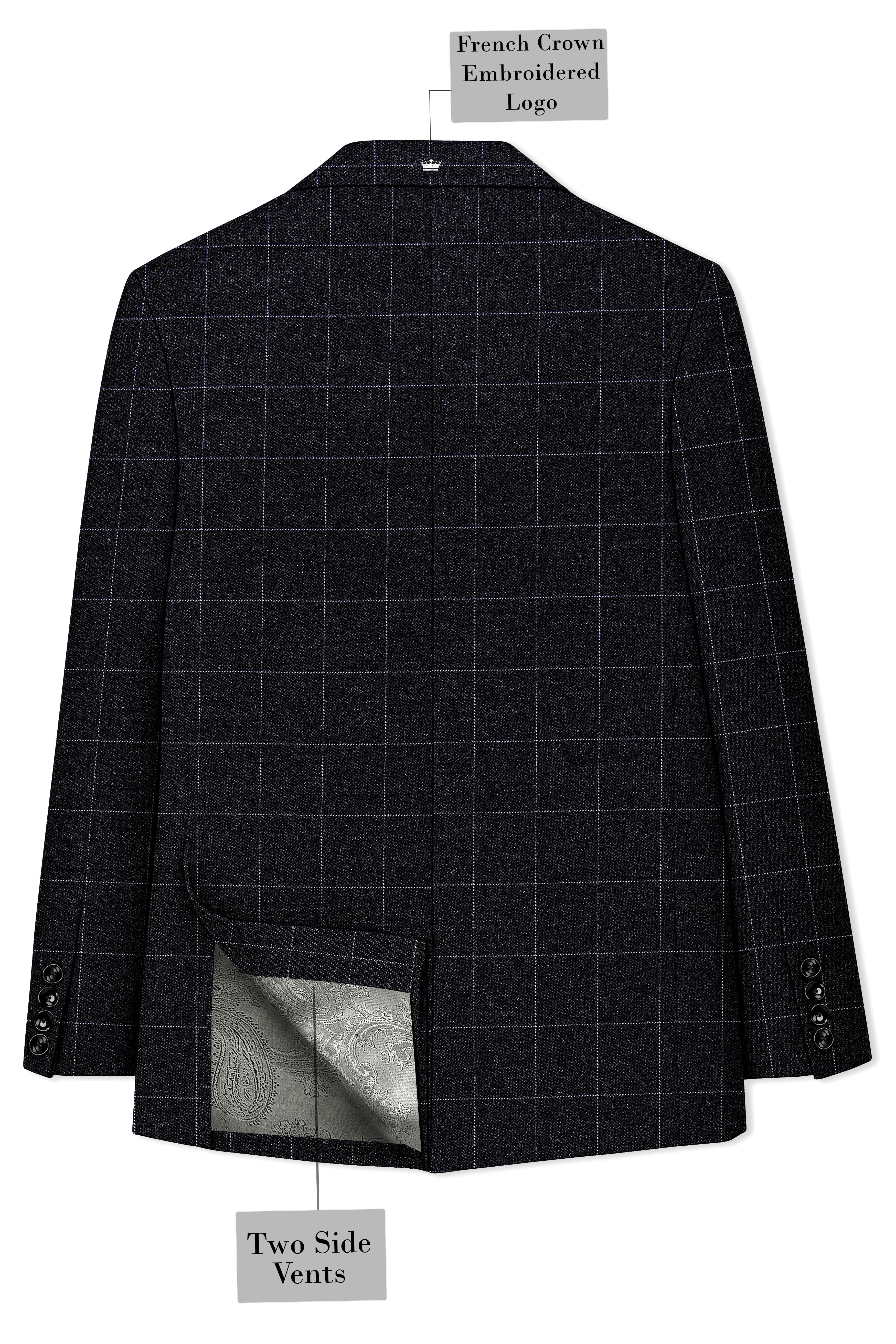 Fenrir-Shark Gray windowpane Tweed Double Breasted Blazers