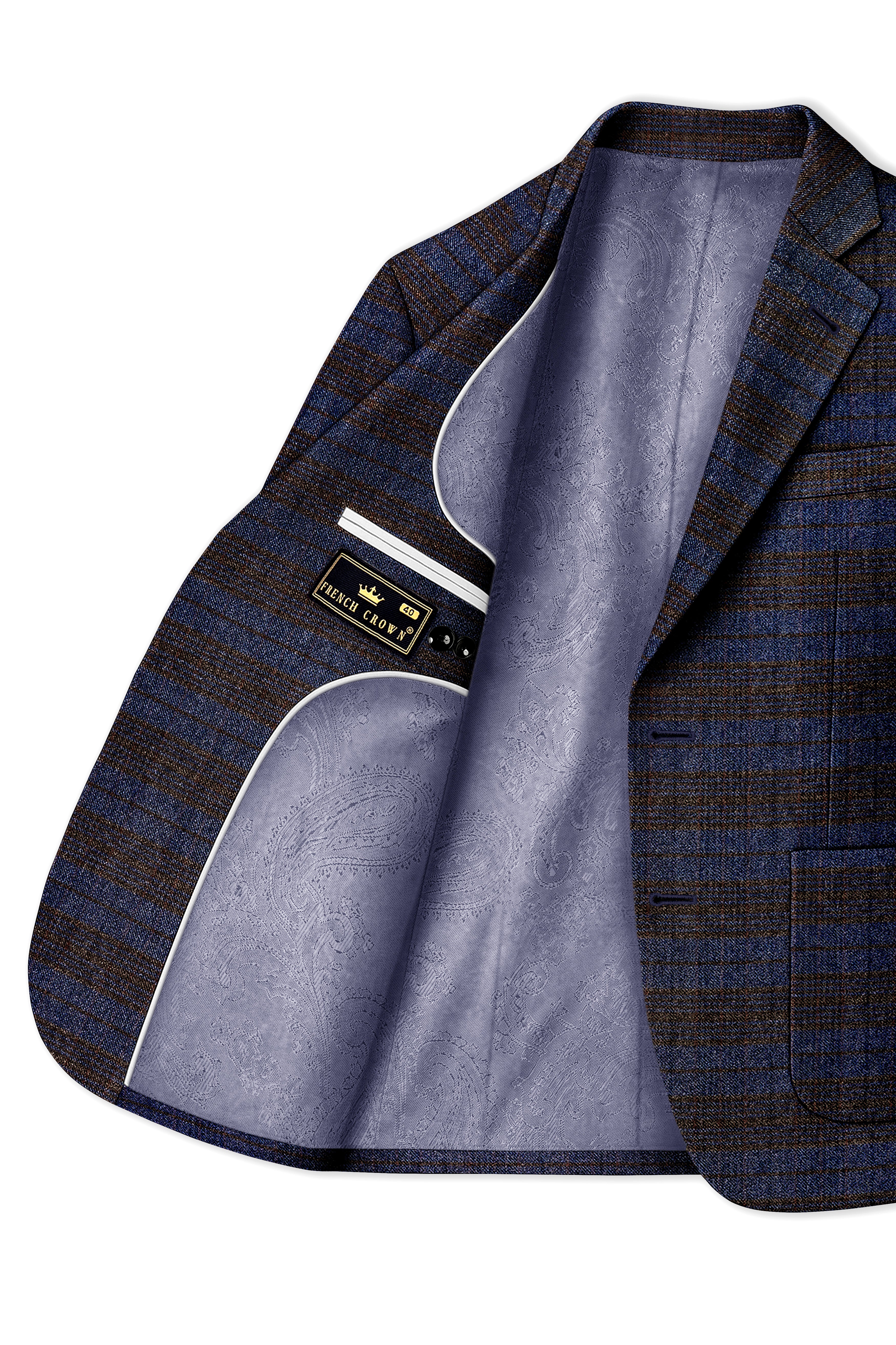 Velourish-Tealish Blue And Tuatara Gray Glen Plaid Tweed Single Breasted Sports Blazers