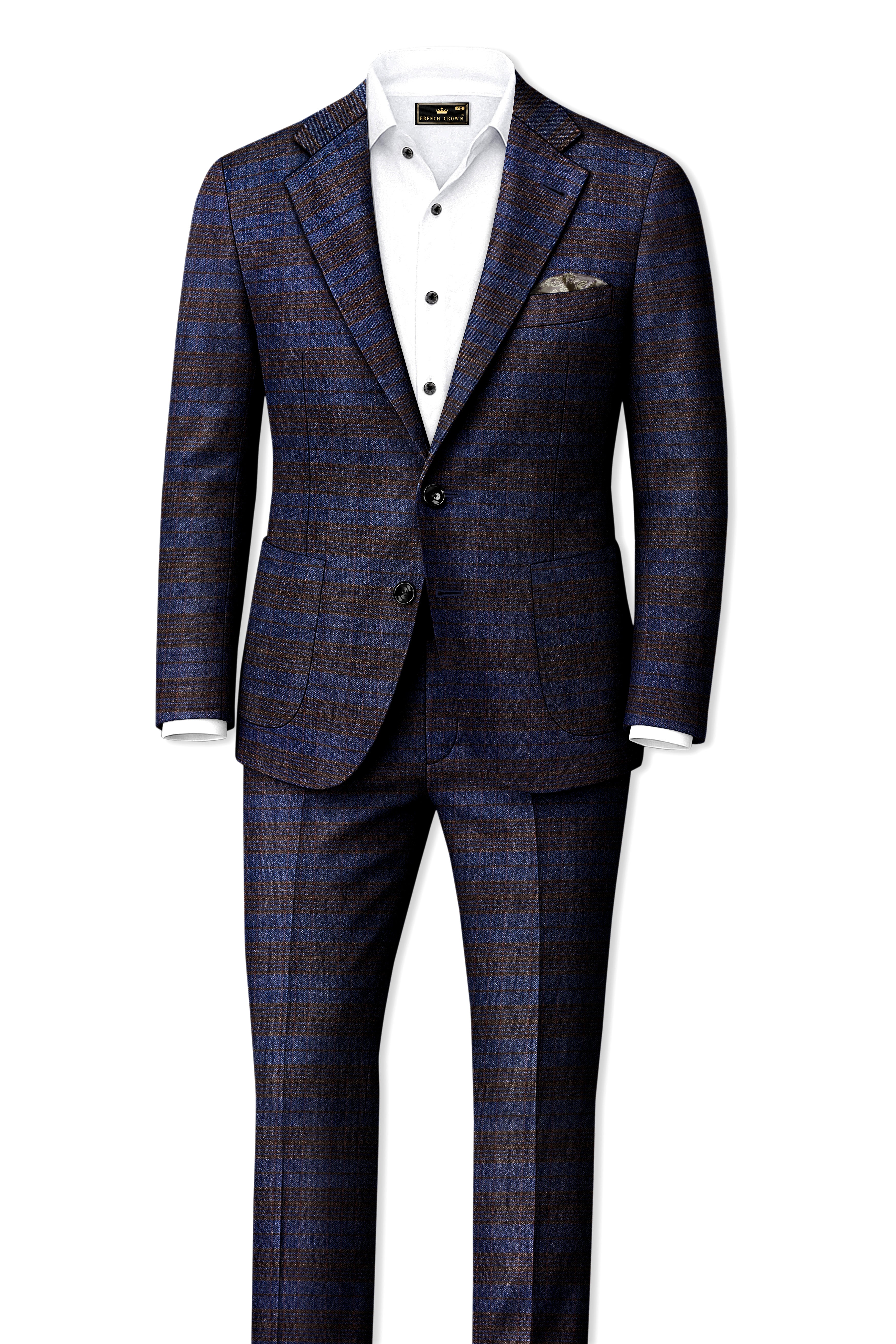 Velourish-Tealish Blue And Tuatara Gray Glen Plaid Tweed Single Breasted Sports Blazers