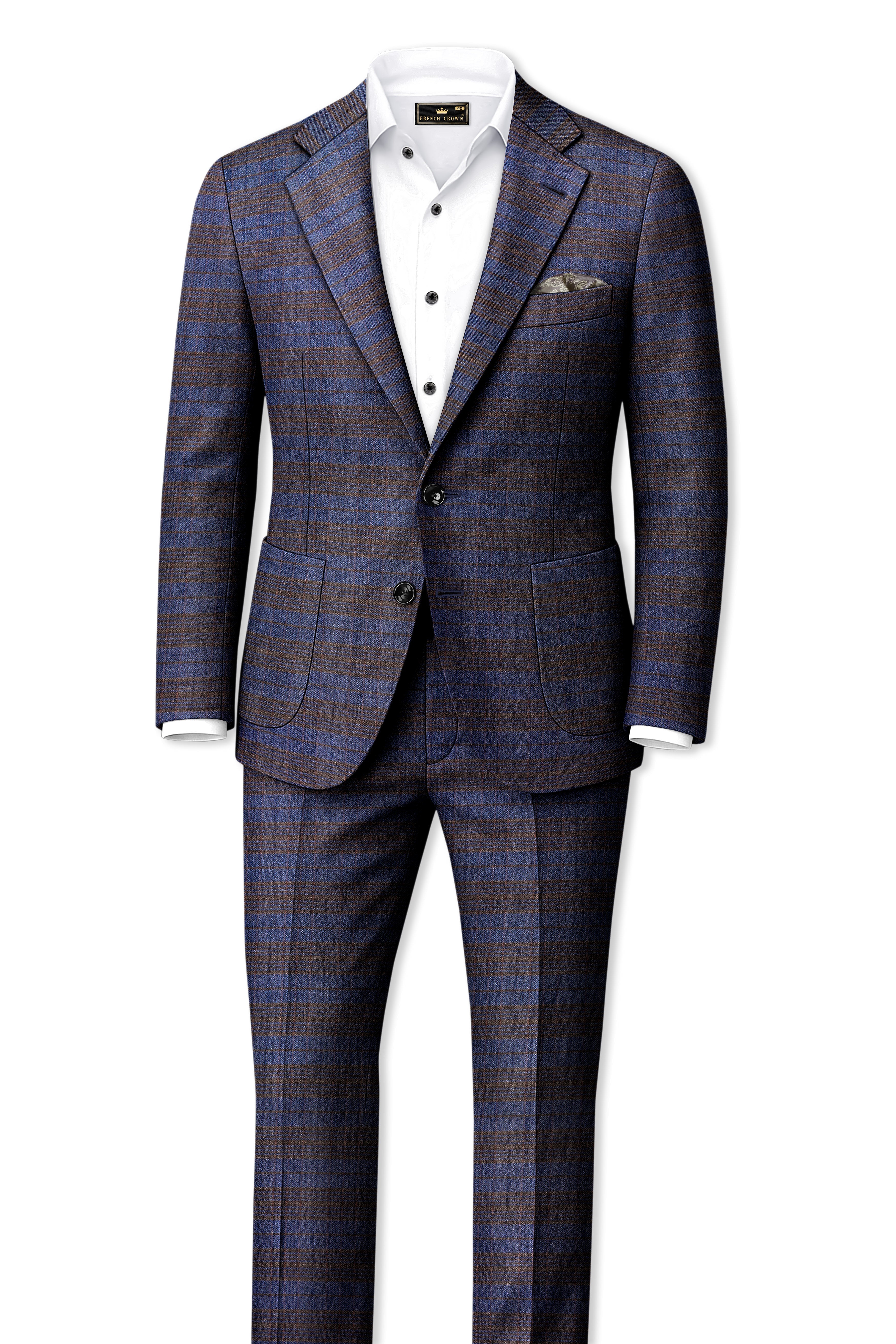 Velourish-Tealish Blue And Tuatara Gray Glen Plaid Tweed Single Breasted Sports Blazers