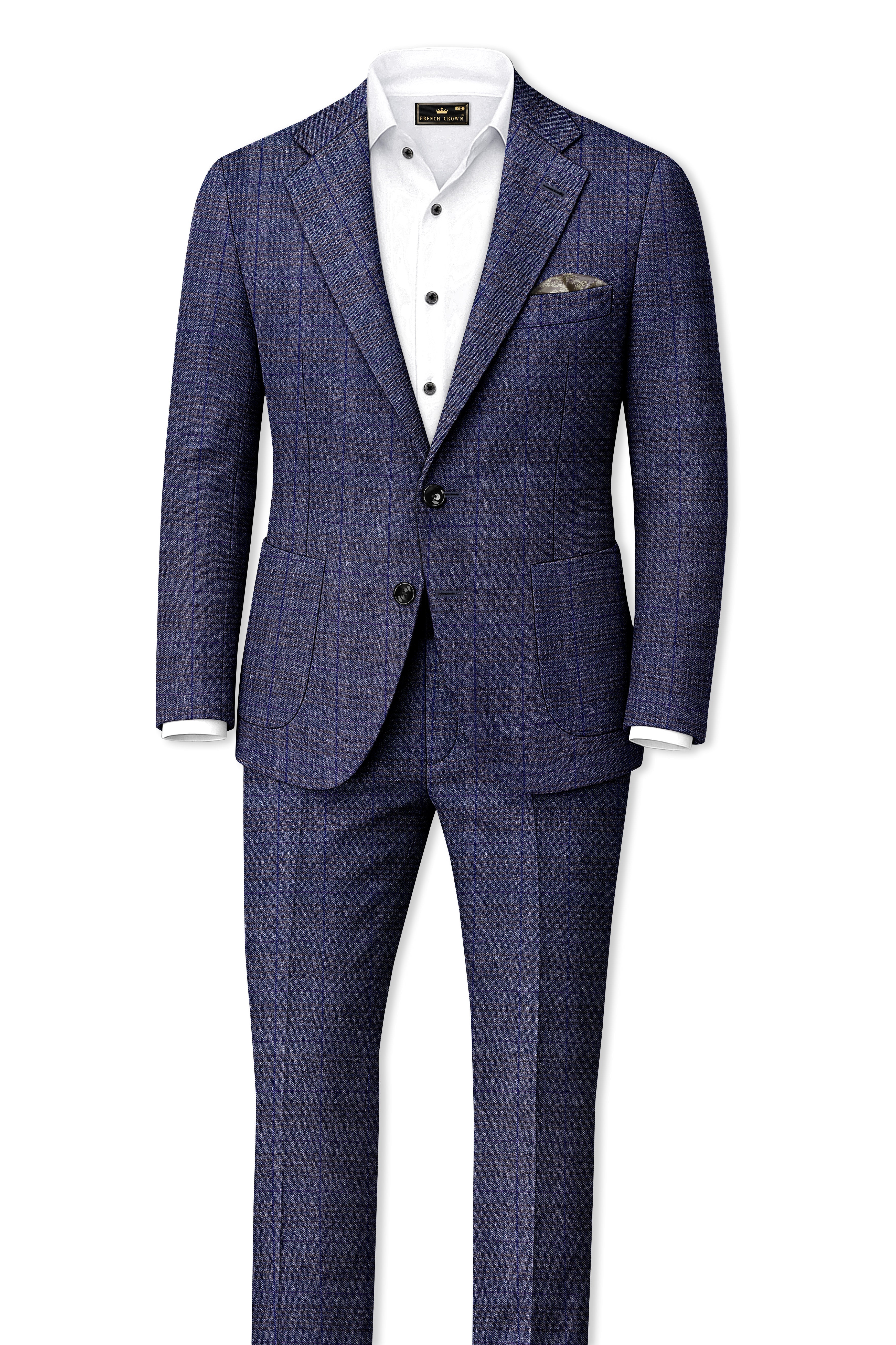 Horizon-Martinique Blue windowpane Tweed Single Breasted Sports Blazers